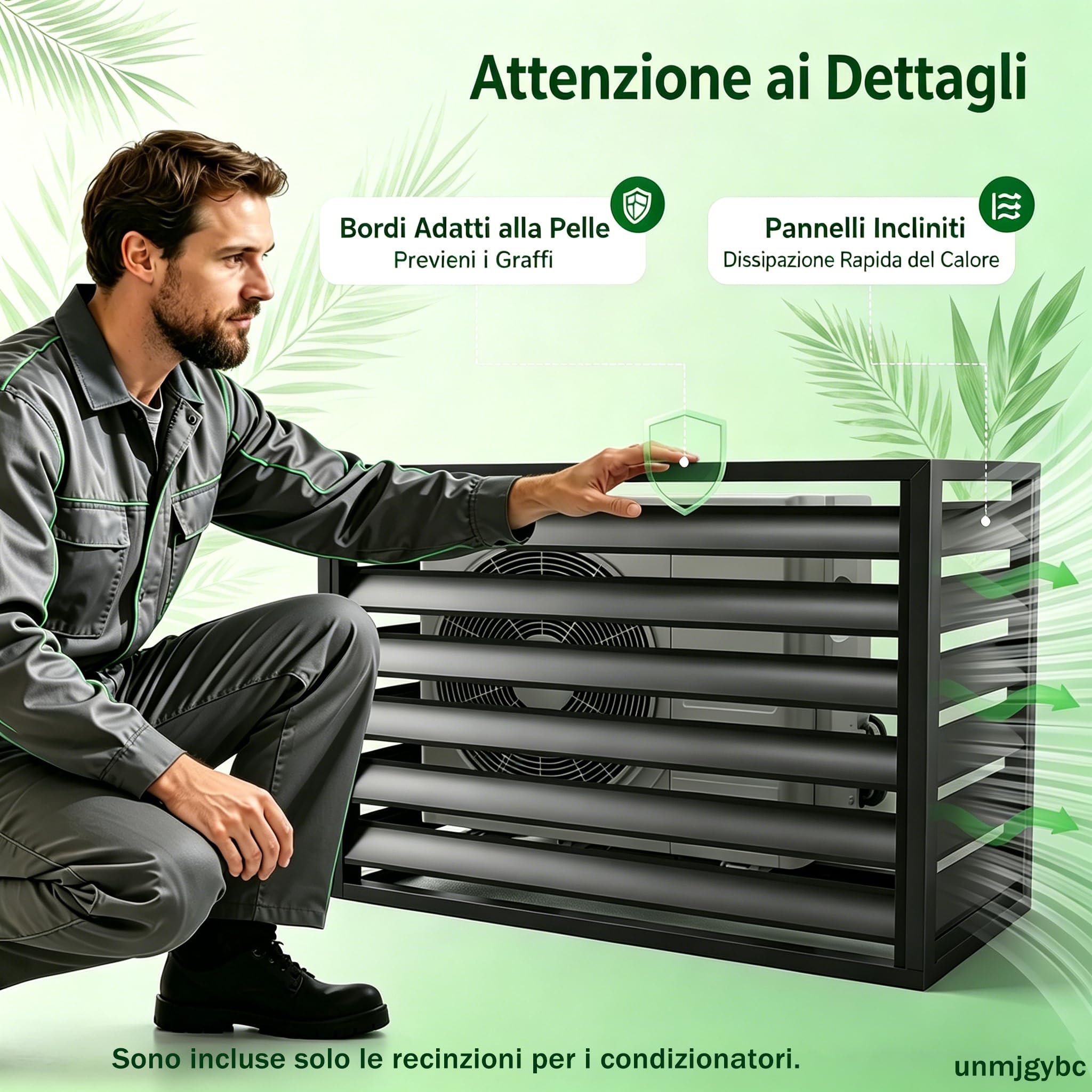 Protezione per unità esterna climatizzatore con copertura, struttura in alluminio verniciato elettrostaticamente, antiruggine antipioggia, ventilazione libera per unità 2~3 HP（Bianco 110×60×80cm）