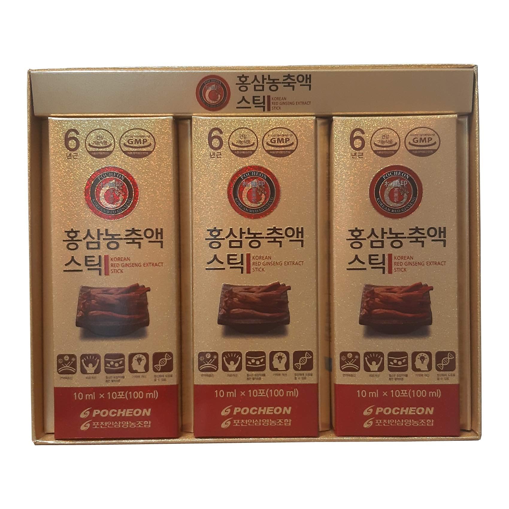 Pocheon Korean Red Ginseng Extract, 30% Ginseng Extract, Single Serving Packs - 30 Sticks (10ml x 30)