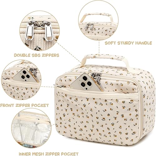 Miniatura 7 de Bolsas de almuerzo para niños y niñas, loncheras aisladas de pana, bolsa térmica de picnic para niños y niñas