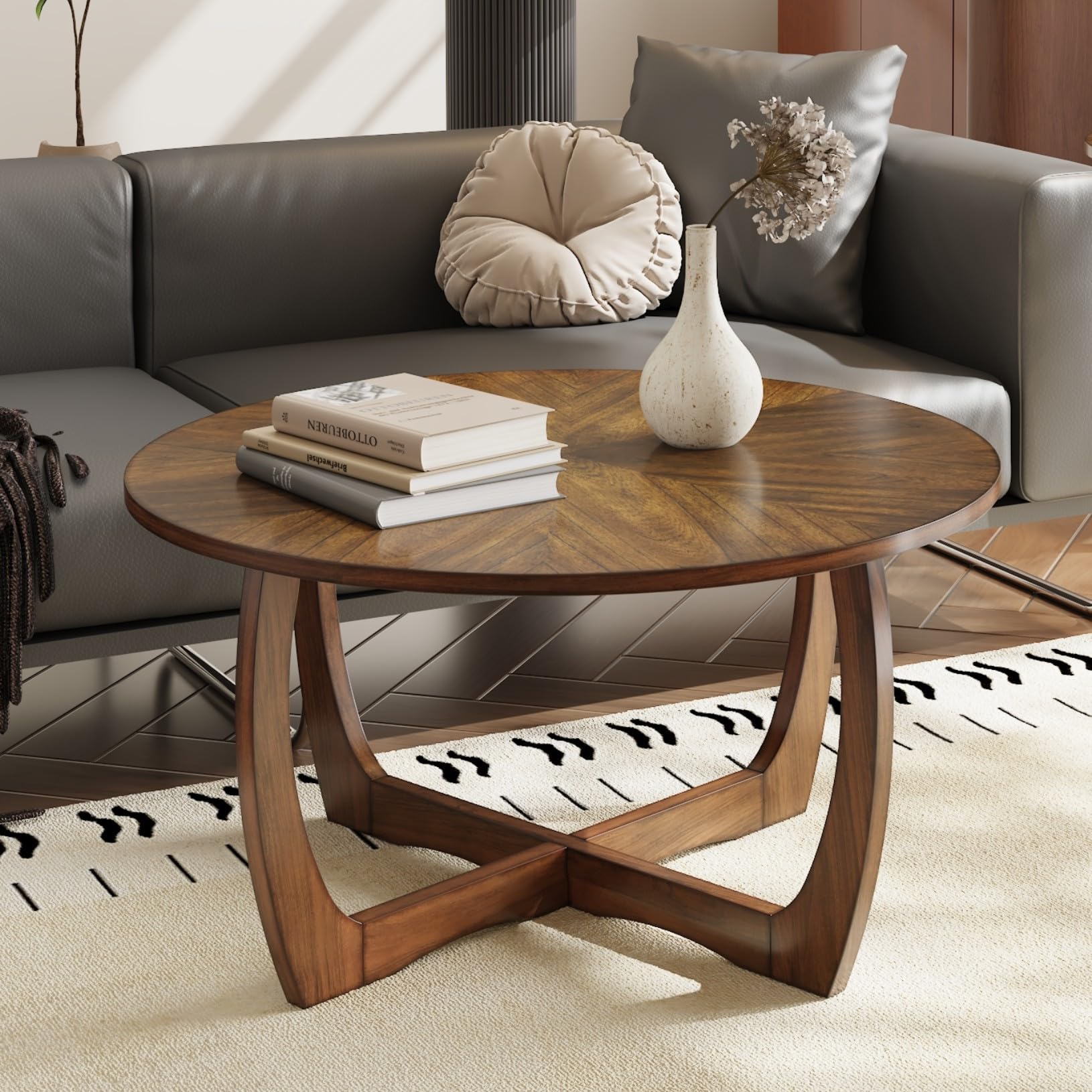 Amazon.com: Round Coffee Table for Living Room, Solid Wood