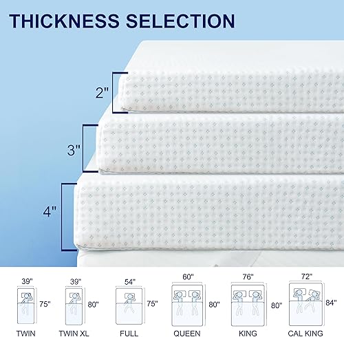 Miniatura 5 de Funda de cama Subrtex de 2.0 pulgadas, extraíble, para colchón, protectores, lavable, con correas ajustables, forro de malla antideslizante, tela de