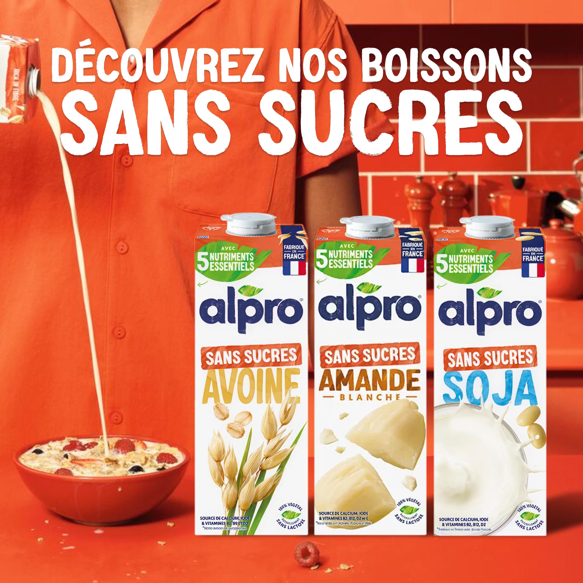 Alpro - Boisson Végétale - Avoine Sans Sucres - 1L - Lot de 8x1L
