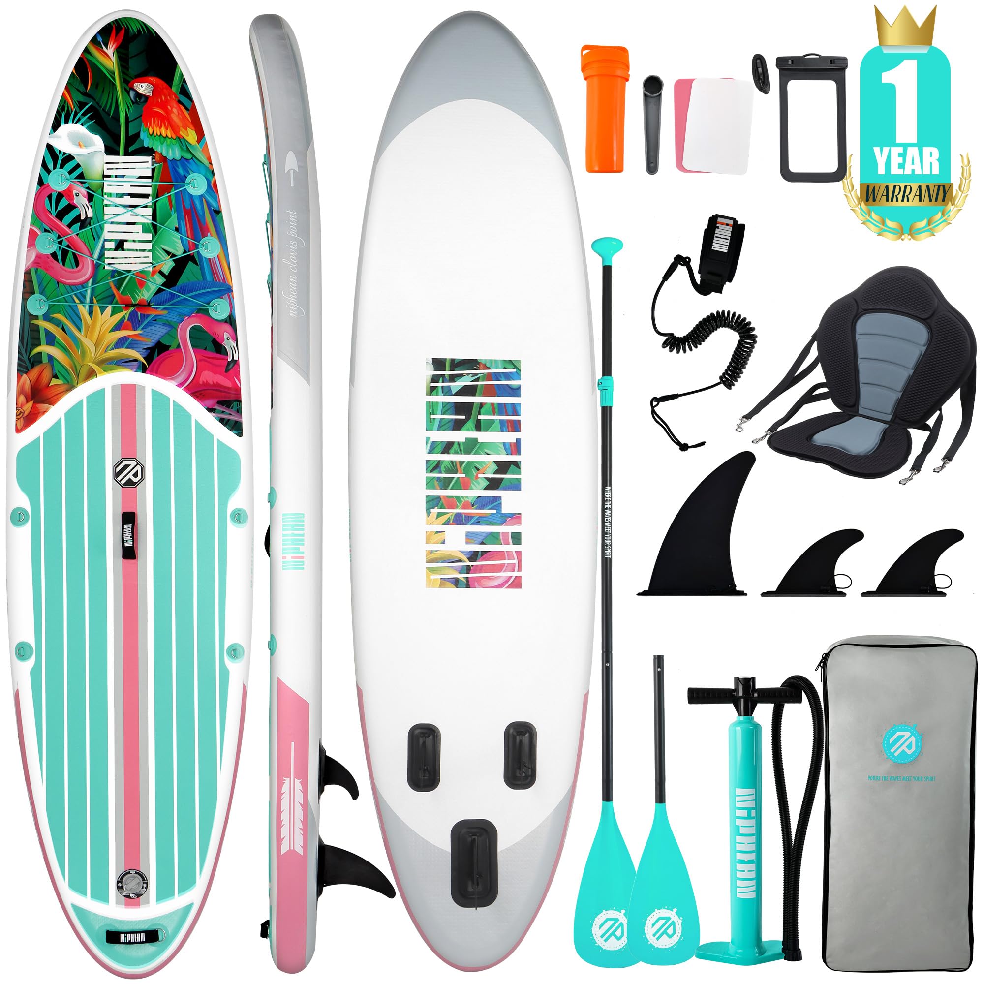 Niphean Sup Gonfiabile con Accessori SUP, Coperta in EVA Antiscivolo, SUP Gonfiabile con Sedile，320cm tavola da sup, Tavole SUP Gonfiabili Adulti e Giovani di Tutti i Livelli di Abilità