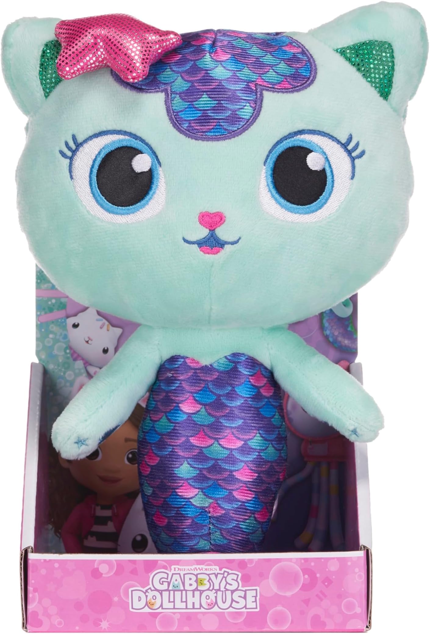 Posh Paws 50104 Gabby's Dollhouse 25cm (10-inches) Mercat Character Soft Plush Toy, Green