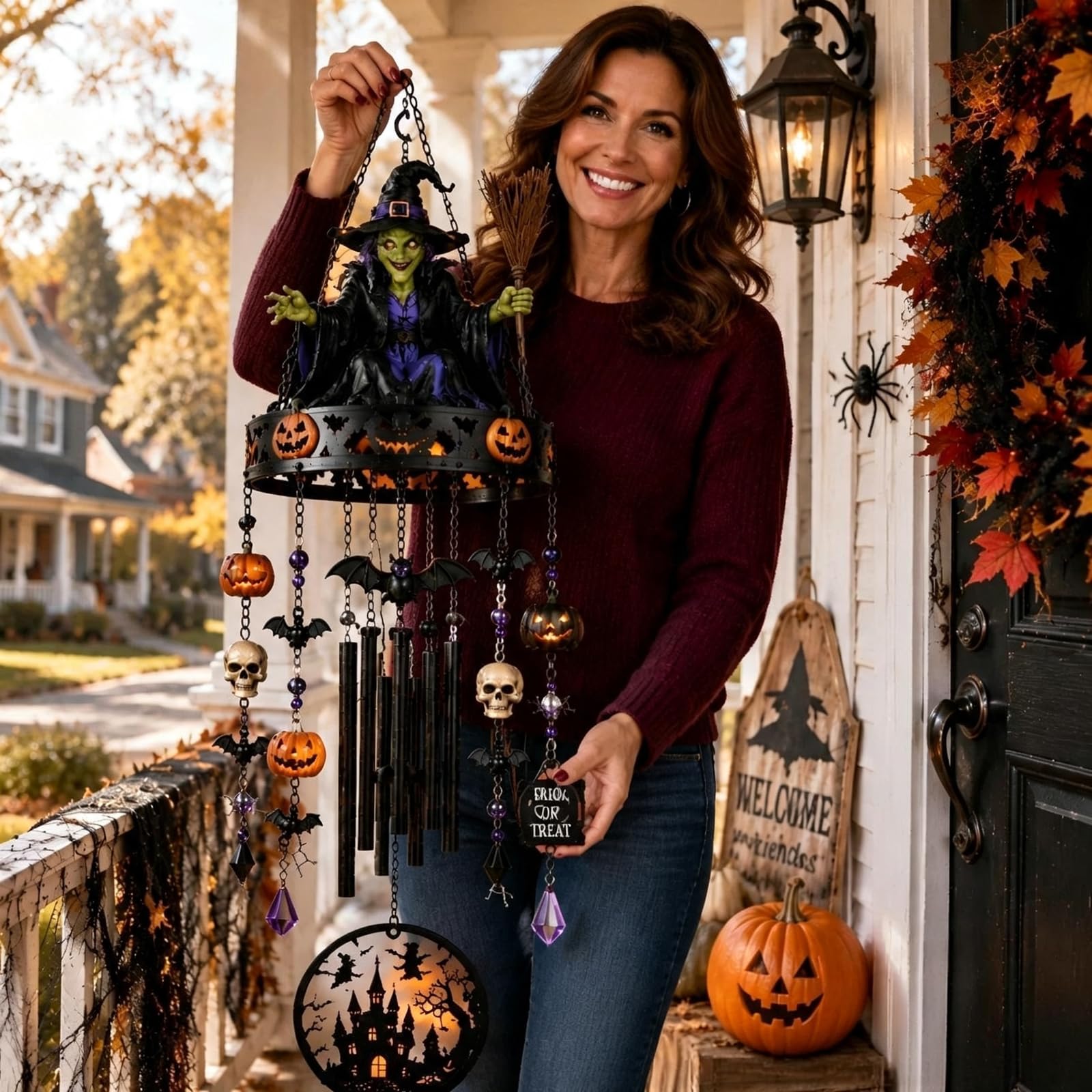 Décoration Fenêtre Et Jardin Halloween Mobile Suspendu Résistant À Rouille