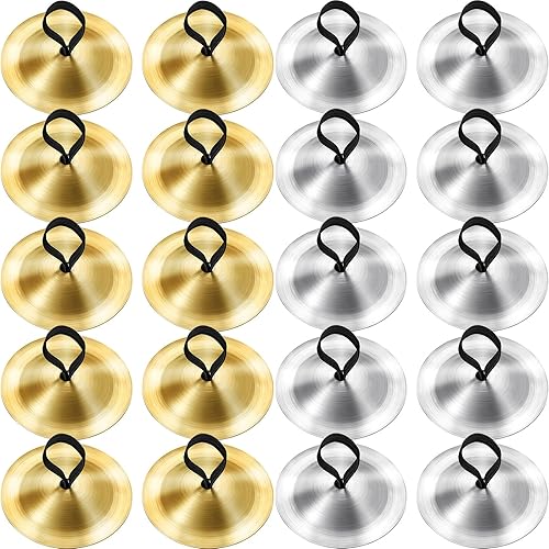 20 piezas de platillos de dedo, danza del vientre, instrumento musical Zills para fiesta de bailarina (oro, plateado) disponible en Yaxa Colombia
