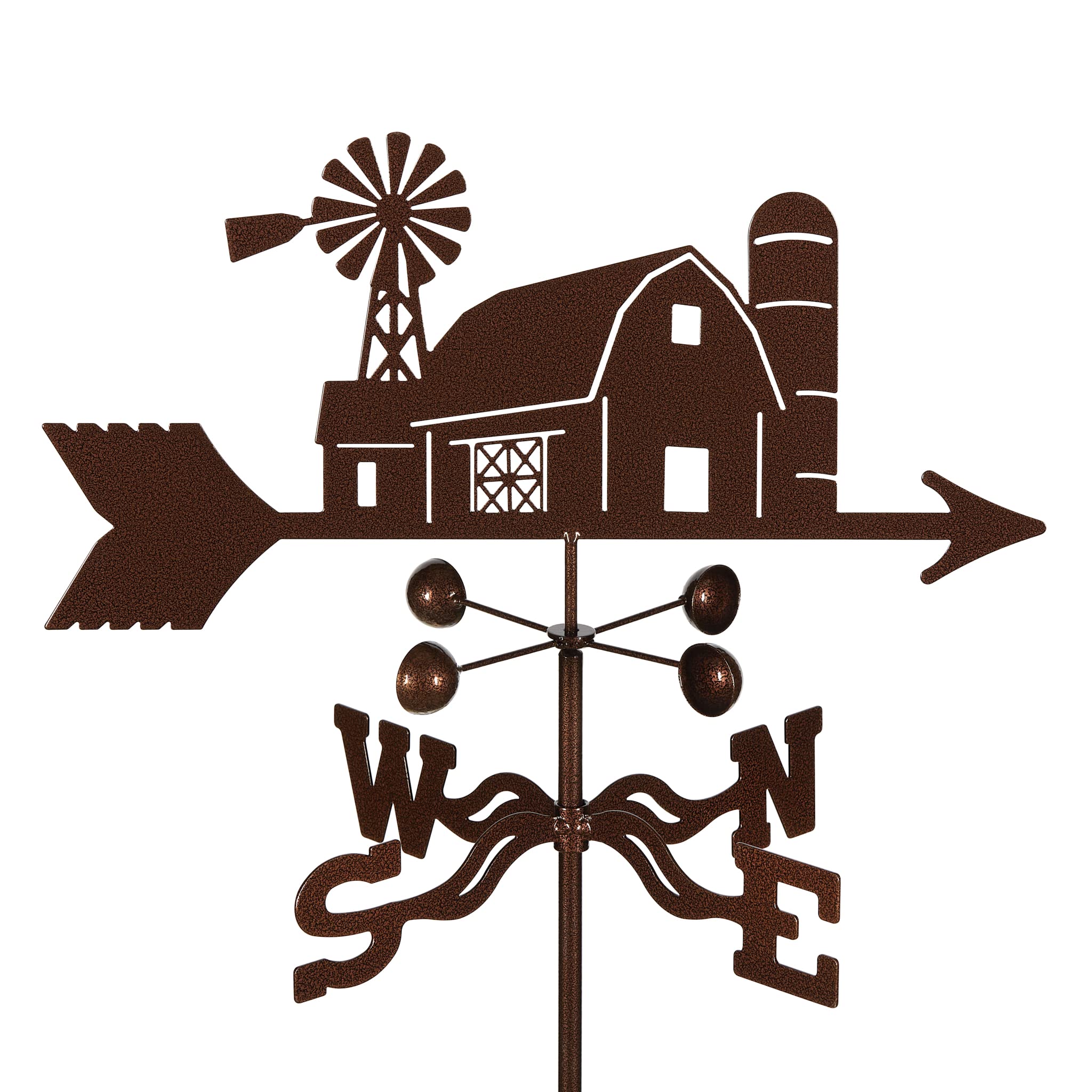 EZ Vane Steel Farm Scene Weathervane 21” Height, Includes Metal Roof Mount, Wind Cups & Brackets | Hand-Crafted and Family-Owned, Made in The USA with Triple Powder Coating, Limited