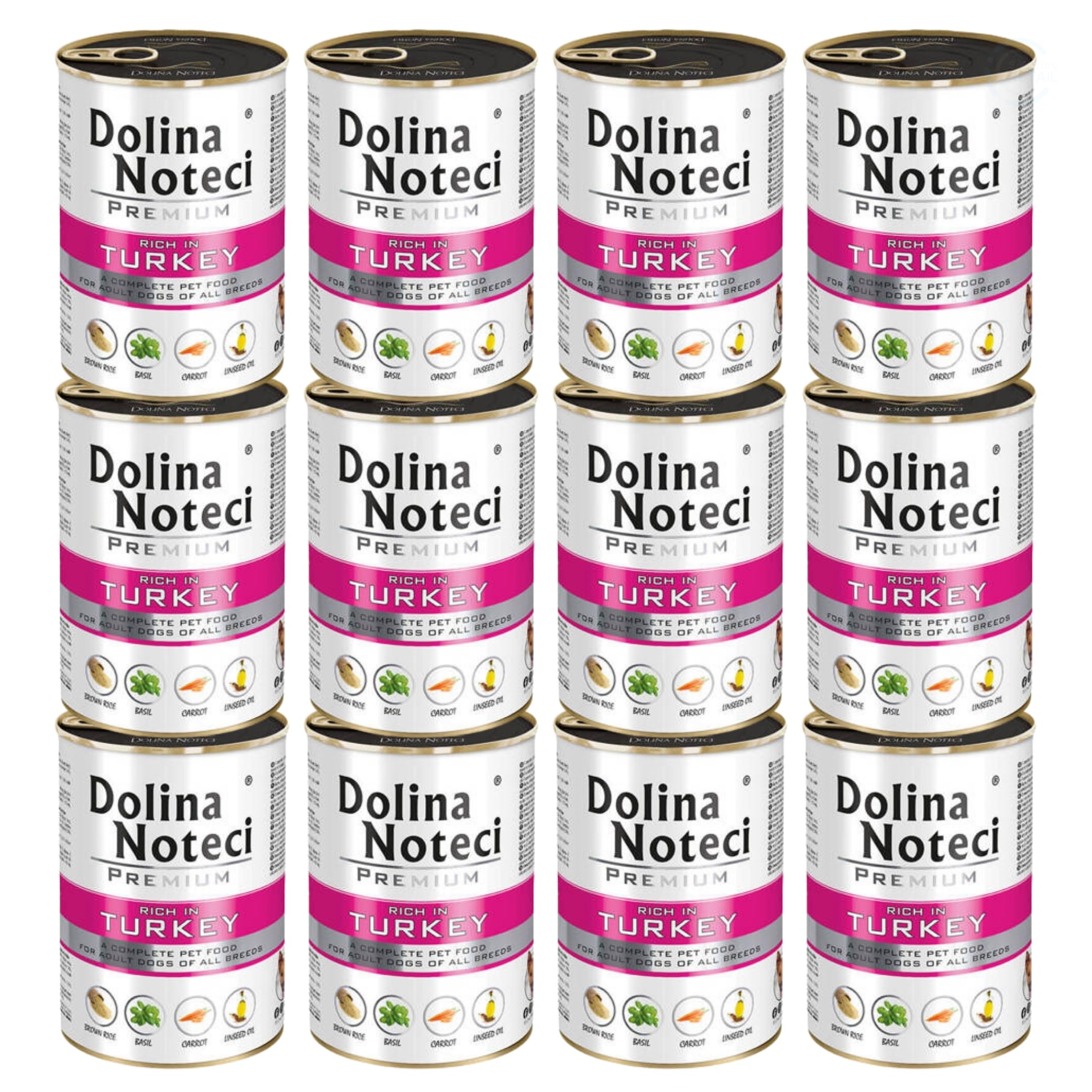Dolina Noteci Premium Adult Wet Dog Food with Turkey, Complete Dog Food, Gluten-Free (12x400g)