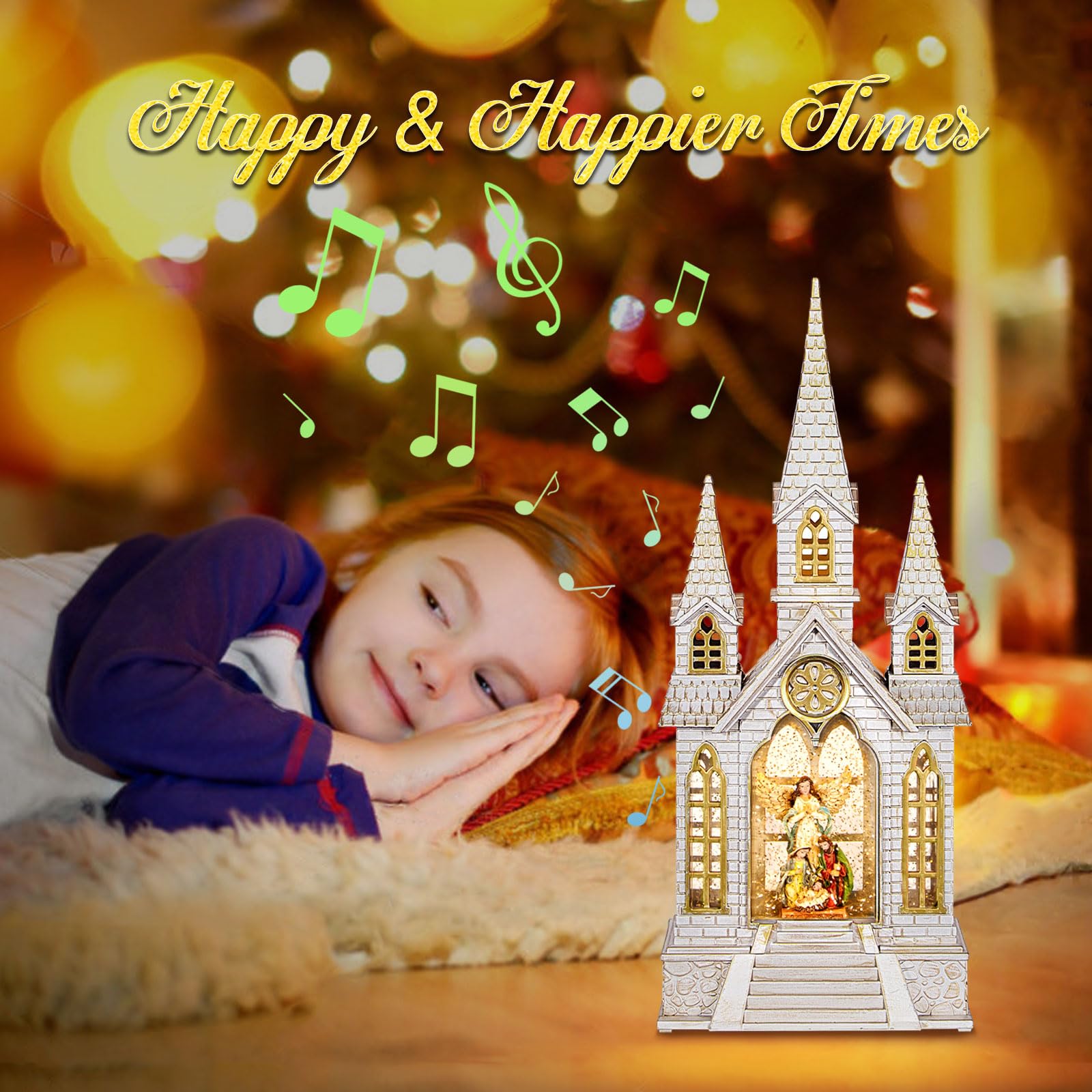 Amazon.co.jp: 教会のスノーグローブライト、クリスマススノーランタン