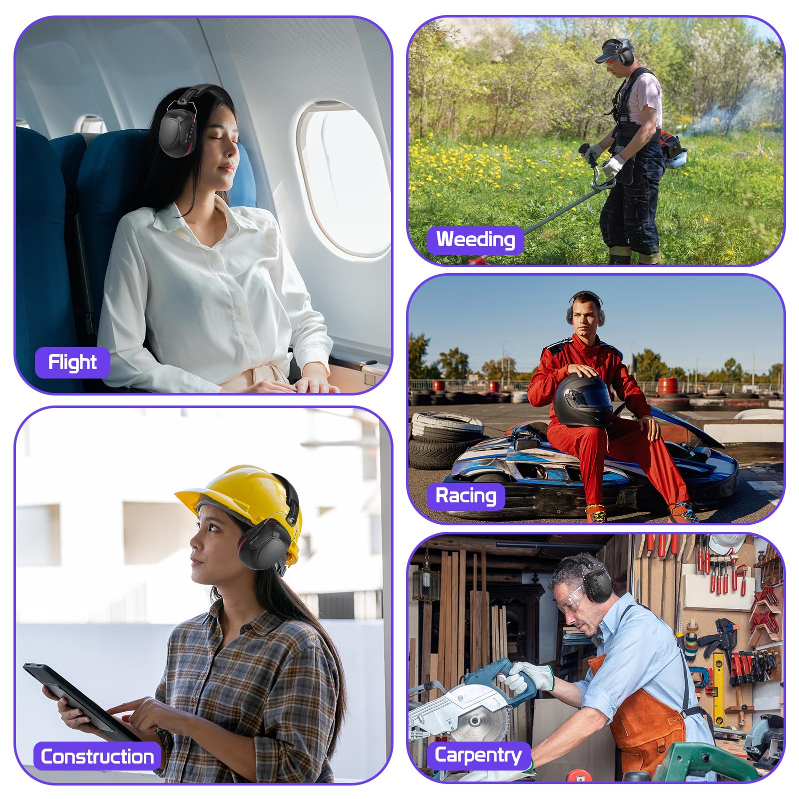 Zocipro Casque Anti Bruit Adulte Pliable et Réglable | Casque Antibruit de Sécurité SNR 34dB, Serre-Tête Souple avec Mousse Épaisse pour Chantier, Construction, Tonte, Tir Sportif
