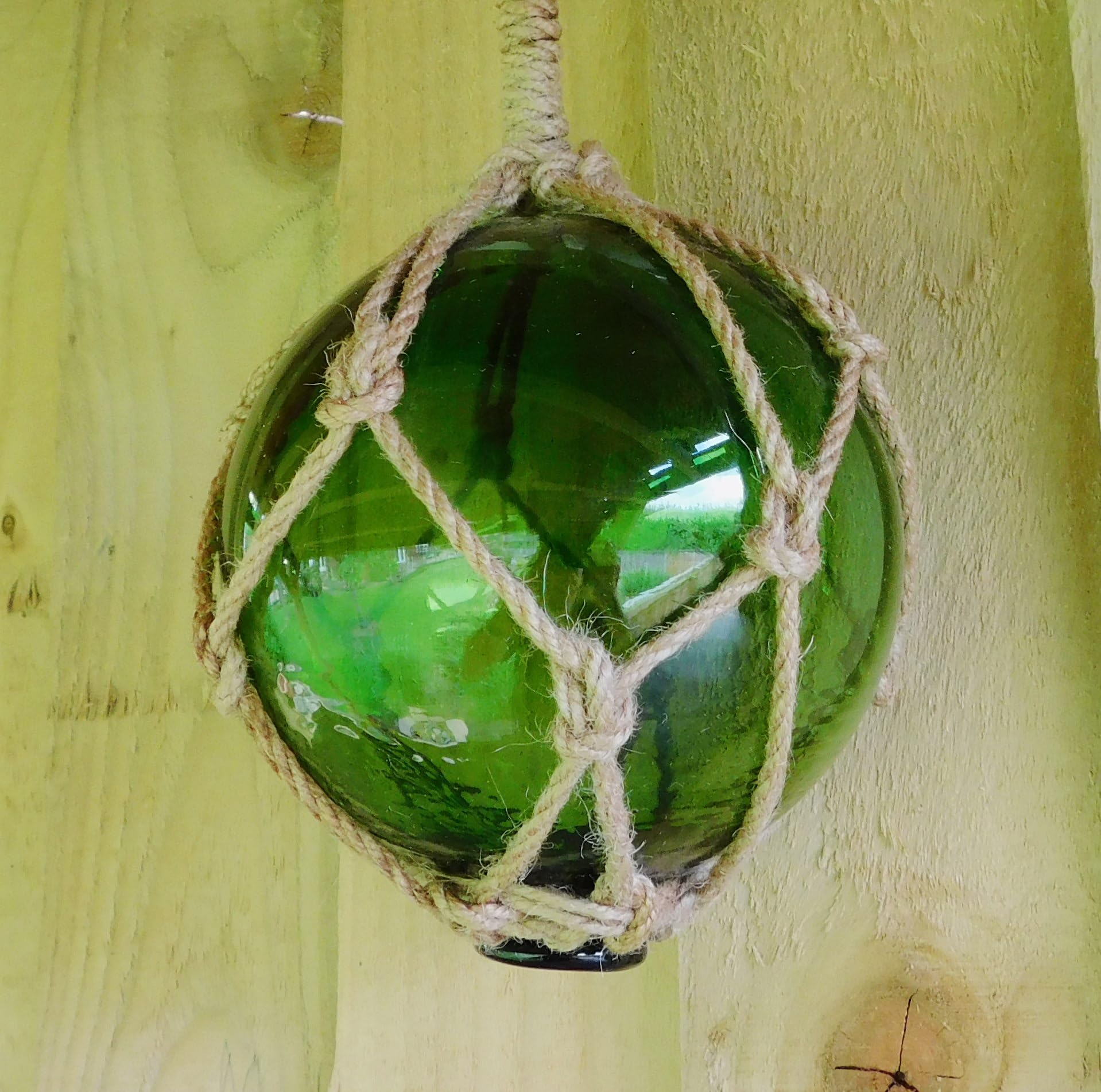 Seven Secrets Green Nautical Glass Sea Fishing Float Buoy | 5"/12.5Cm Dia With Rope Hanger | 15218Grn