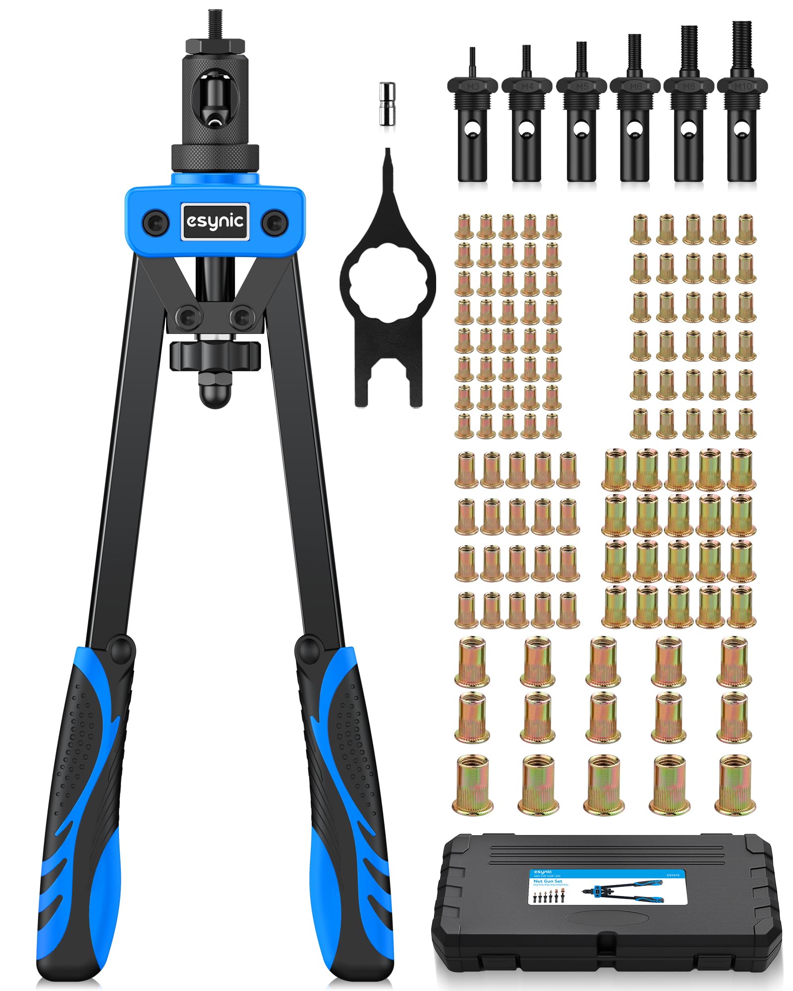 14" Heavy Duty Hand Rivnut Tool Kit & 125Pcs Rivet Nuts(M3/M4/M5/M6/M8/M10)