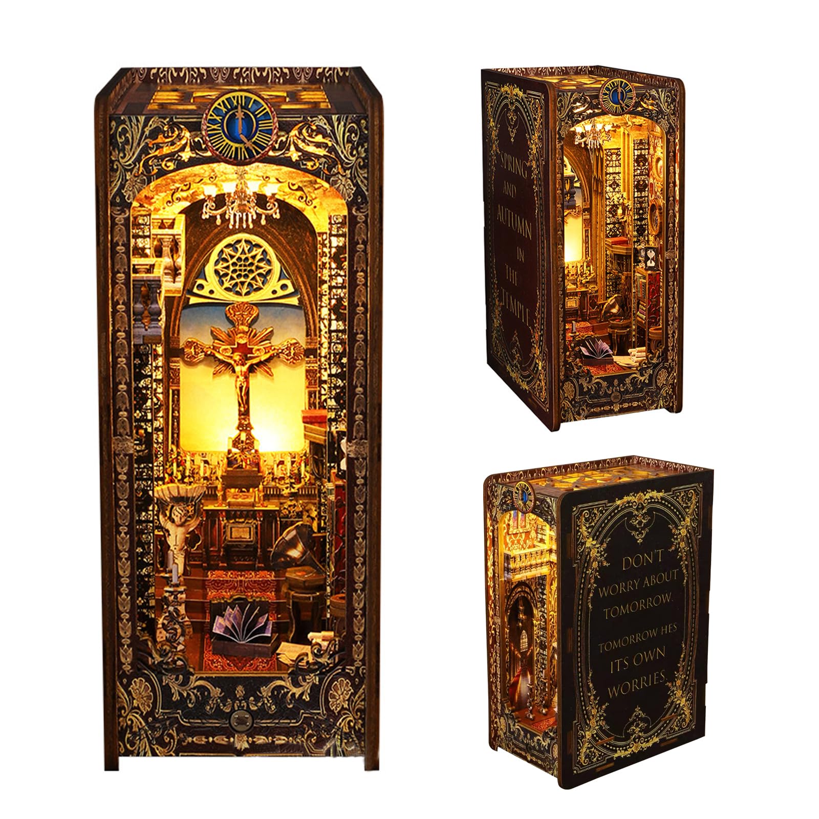 CCogzbb Kit De Maison De Poupée Miniature, Puzzle De Modèle De Livr De Bricolage Decor De Serre Livres En Bois 3d Serre Li Amz B