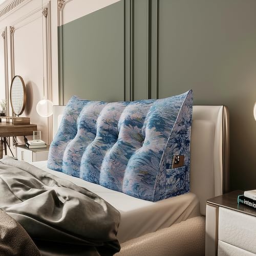 YXCSELL Almohada de cuña para cabecero, tamaño King, almohada de lectura triangular grande para sentarse en la cama, almohada de sofá cama, respaldo