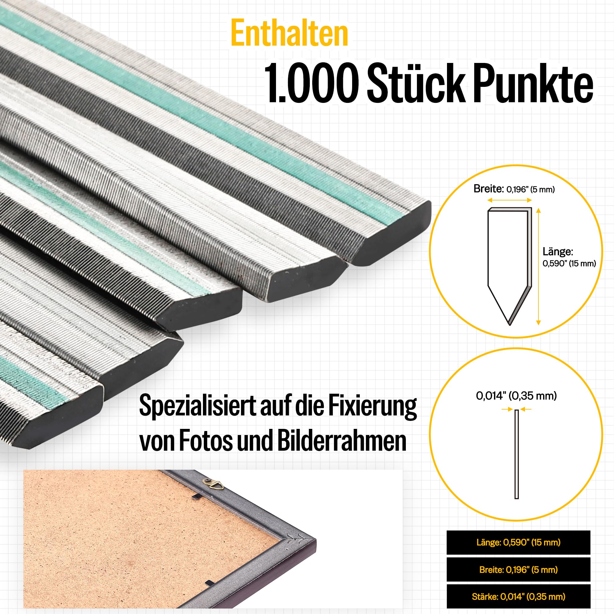 meite HM515 Hand-Punktetreiber für Bilderrahmen, Bilderrahmen-Handtacker mit 1000 Punkten, Leichter Manueller Punktetreiber für Kunstwerke, DIY und Professionelle Einrahmung