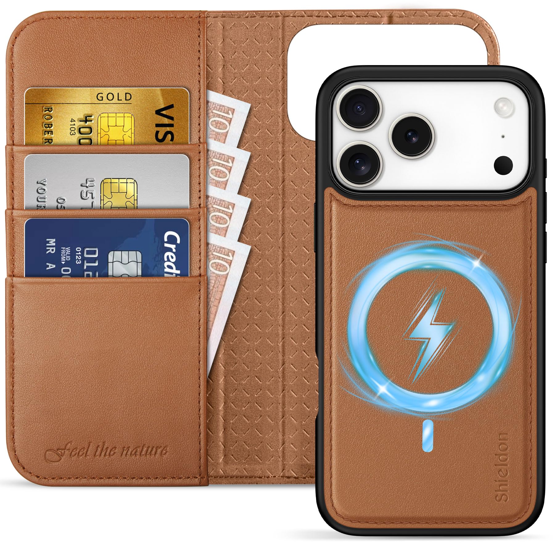 Amazon.co.jp: SHIELDON iPhone 17ProMax 対応 手帳型ケース 2in1分離