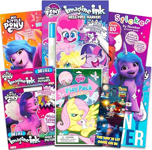 My Little Pony - Juego de libros para colorear con 4 libros de My Little Pony llenos de juegos, rompecabezas, calcomanías y actividades para