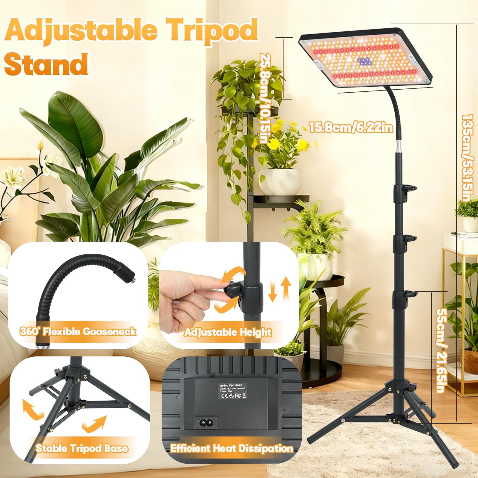 PATEMZON Lampada per Piante, Lampada Piante Coltivazione con Treppiede e Telecomando, 286 LEDs Luce di Crescita A Spettro Completo con Timer 4/8/12 Ore, Grow Light LED per Interno, Giardino, Serra