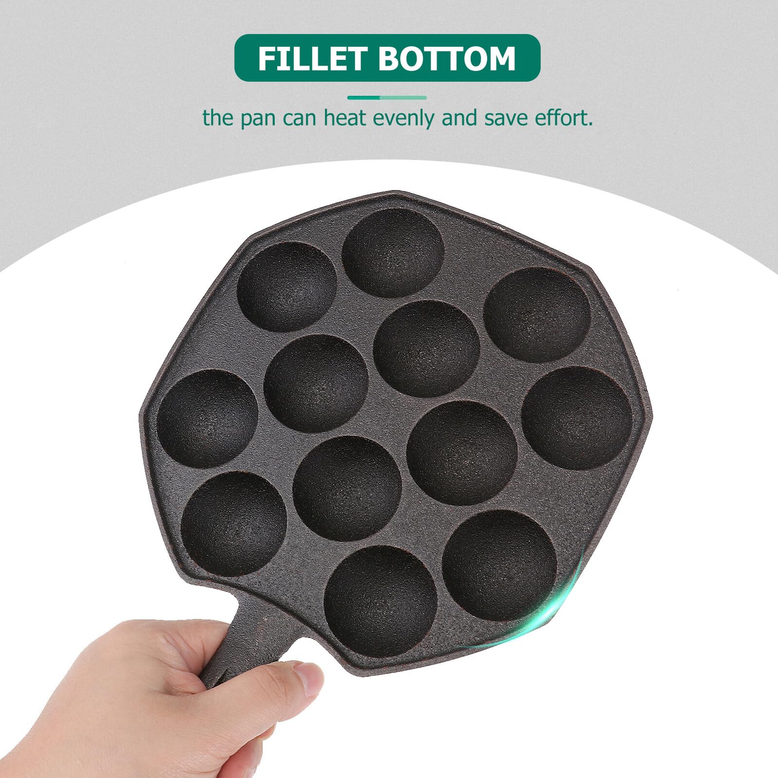 Toyvian Pfanne Antihaftbeschichtete mit 12 Mulden aus Gusseisen Takoyaki und Einfach zu Reinigen Backform Langlebig für Takoyaki und Pancakes zum Backen Zuhause