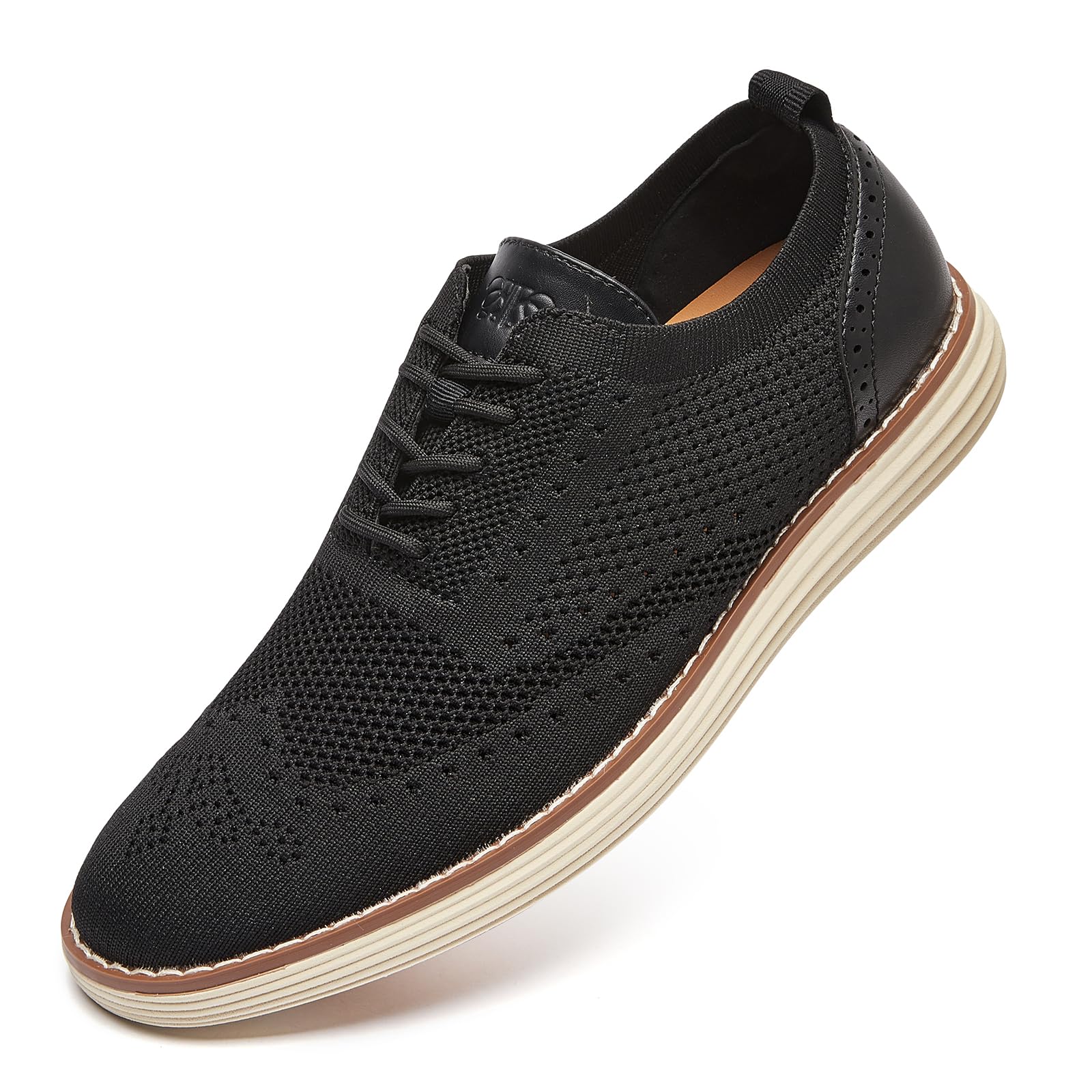 Mens Mesh Dress Sneakers Casual Oxford Shoes Lightweight Walking Shoes Breathable Wingtip Shoes Knit Brogue Sneakers