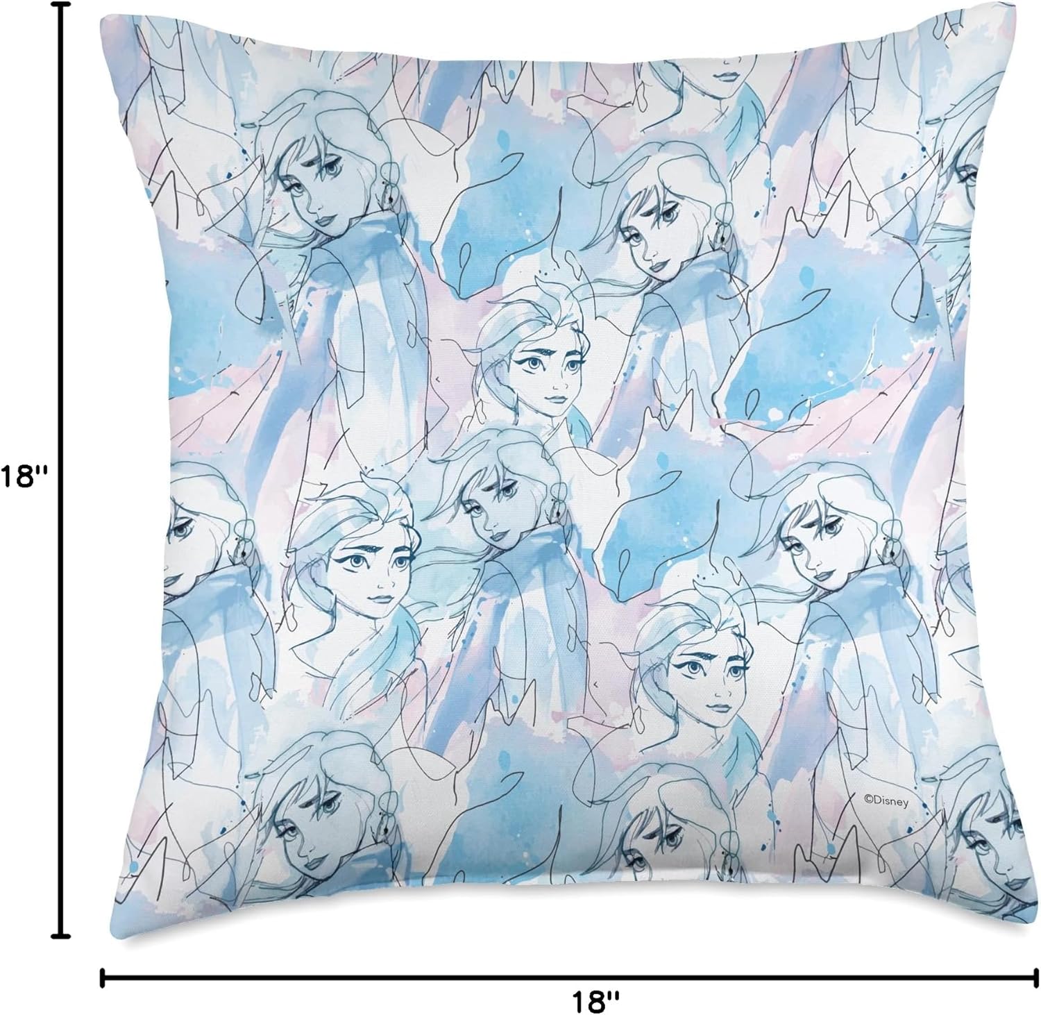 Disney Frozen 2 Anna and Elsa Watercolor Throw Pillow