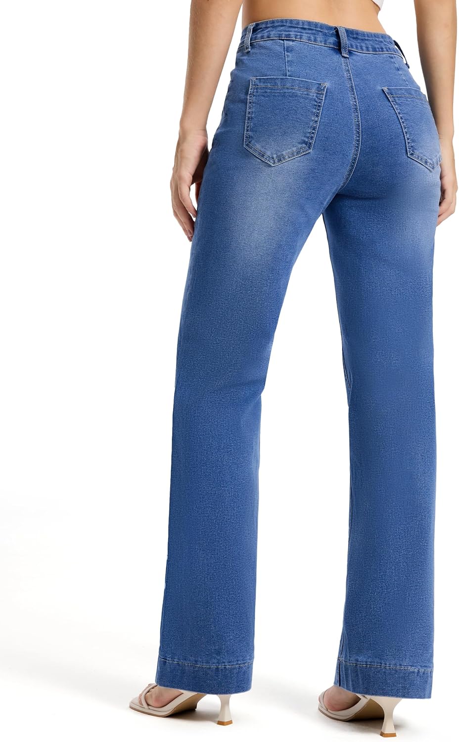 SEVEGO Tall Women’s 34/36/38 Inseam Wide Leg Jeans High Waisted Stretchy Straight Loose Trendy Denim Pants Pockets