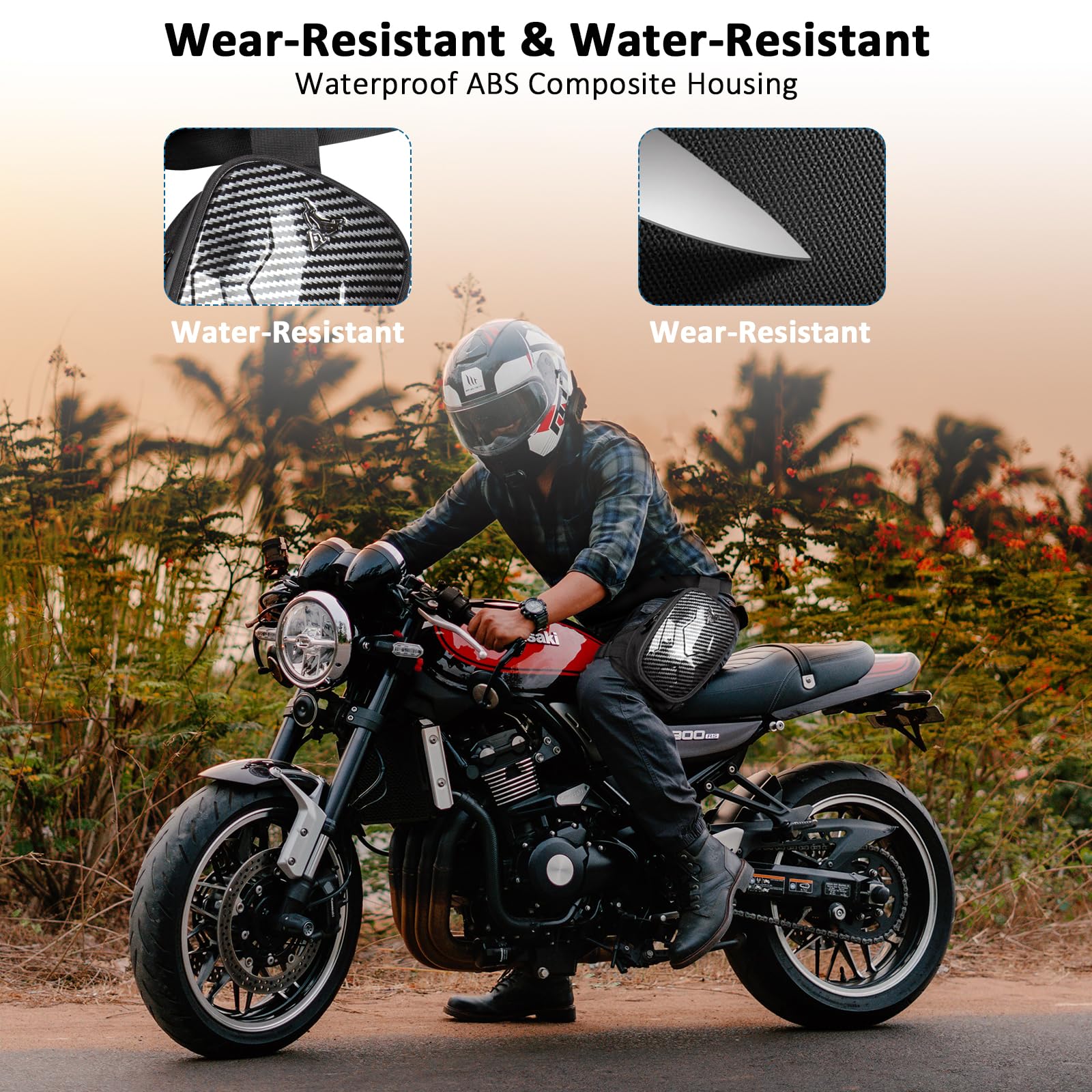 Riñonera para motocicleta con correas ajustables y extraíbles, almacenamiento expandible, reflectante, impermeable, para hombres y mujeres, ideal para ciclismo, equitación al aire libre