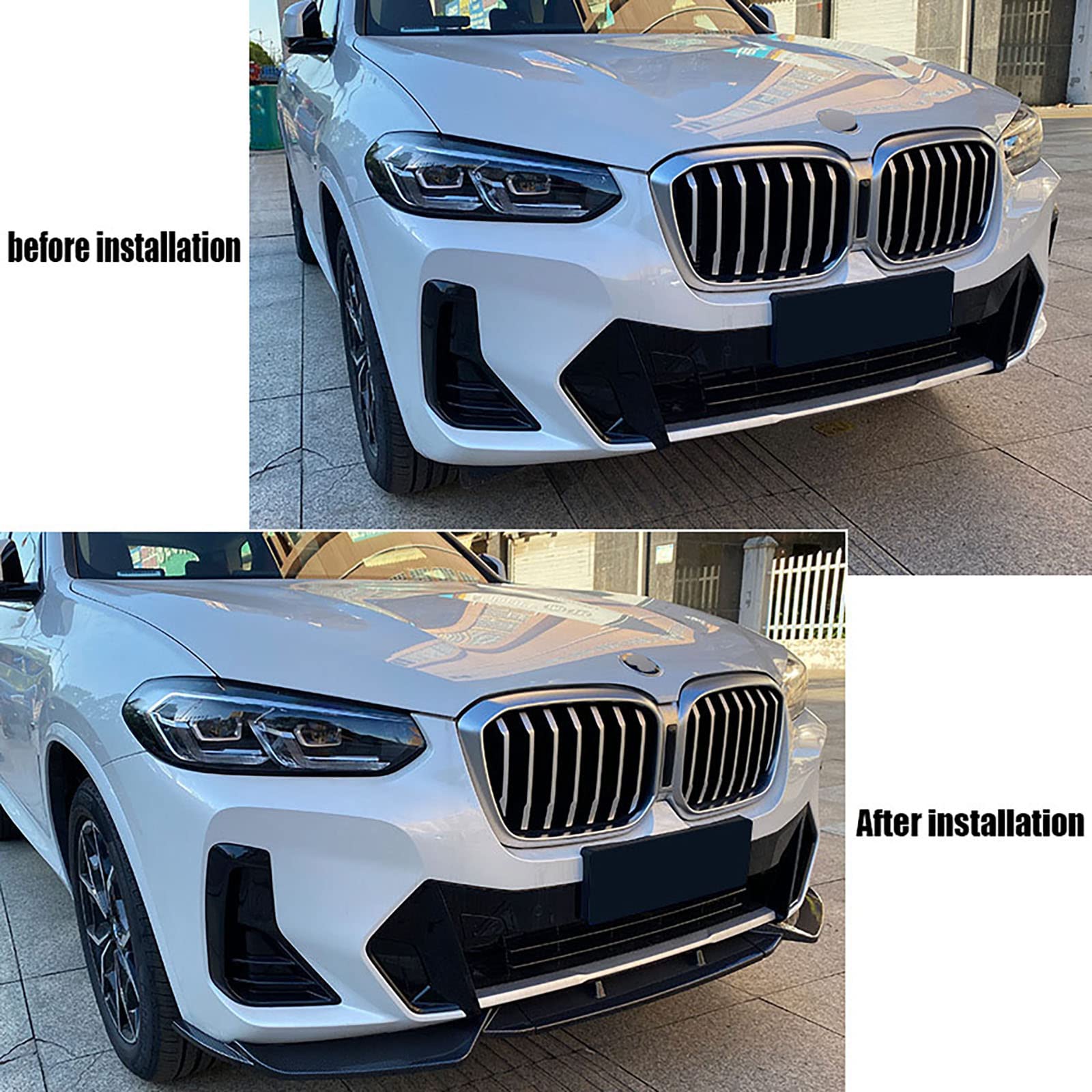 Car Front Shovel Lip Splitter Spoiler für BMW X3 G01 X4 G02 M Pack Late 2022+, Chin Bumper Diffusor Body Dekorativer Schutz Styling Zubehör,Carbon Fiber Look
