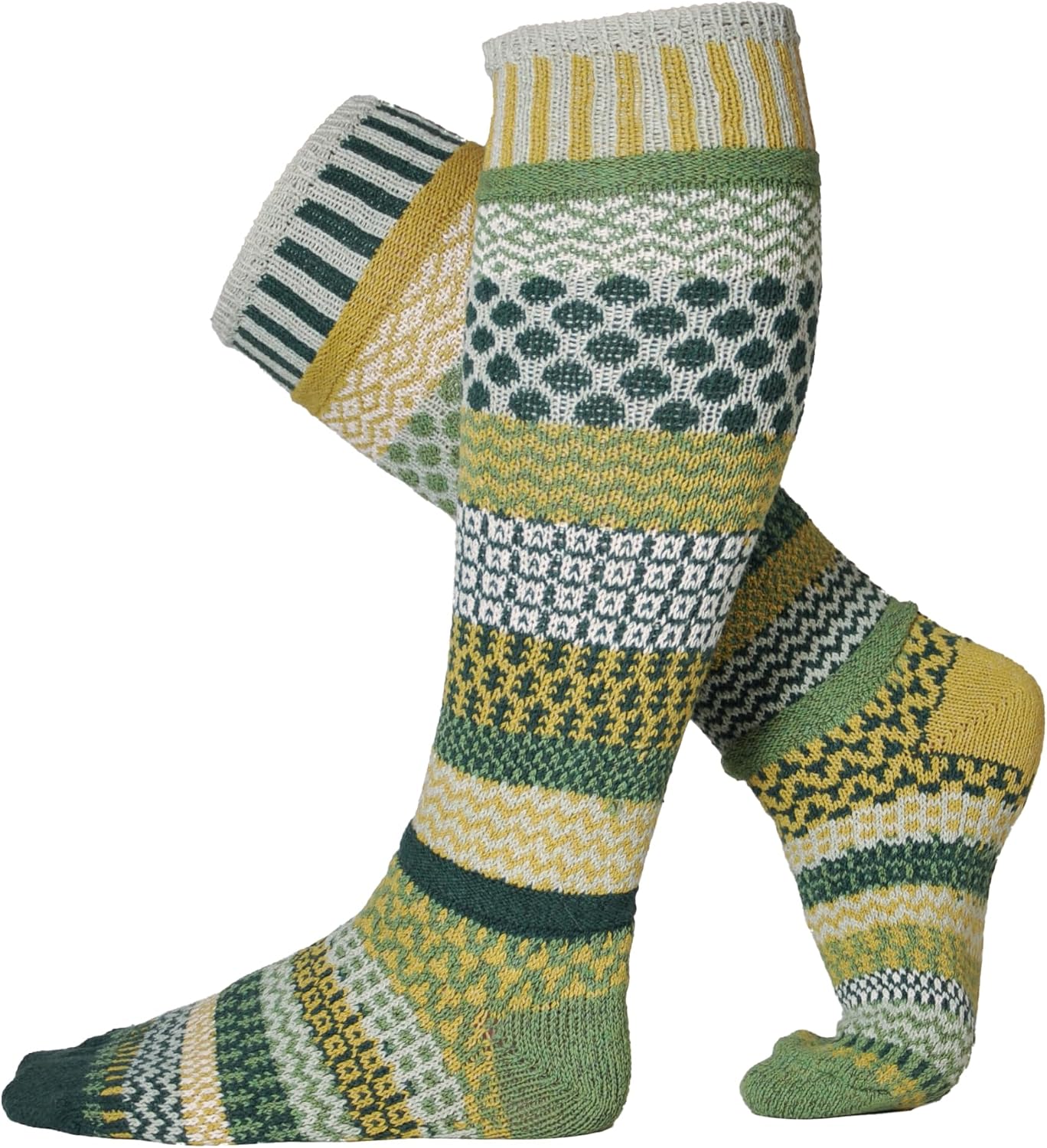 Solmate Socks Cotton Knee High Mismatched Tall Scrunch Socks