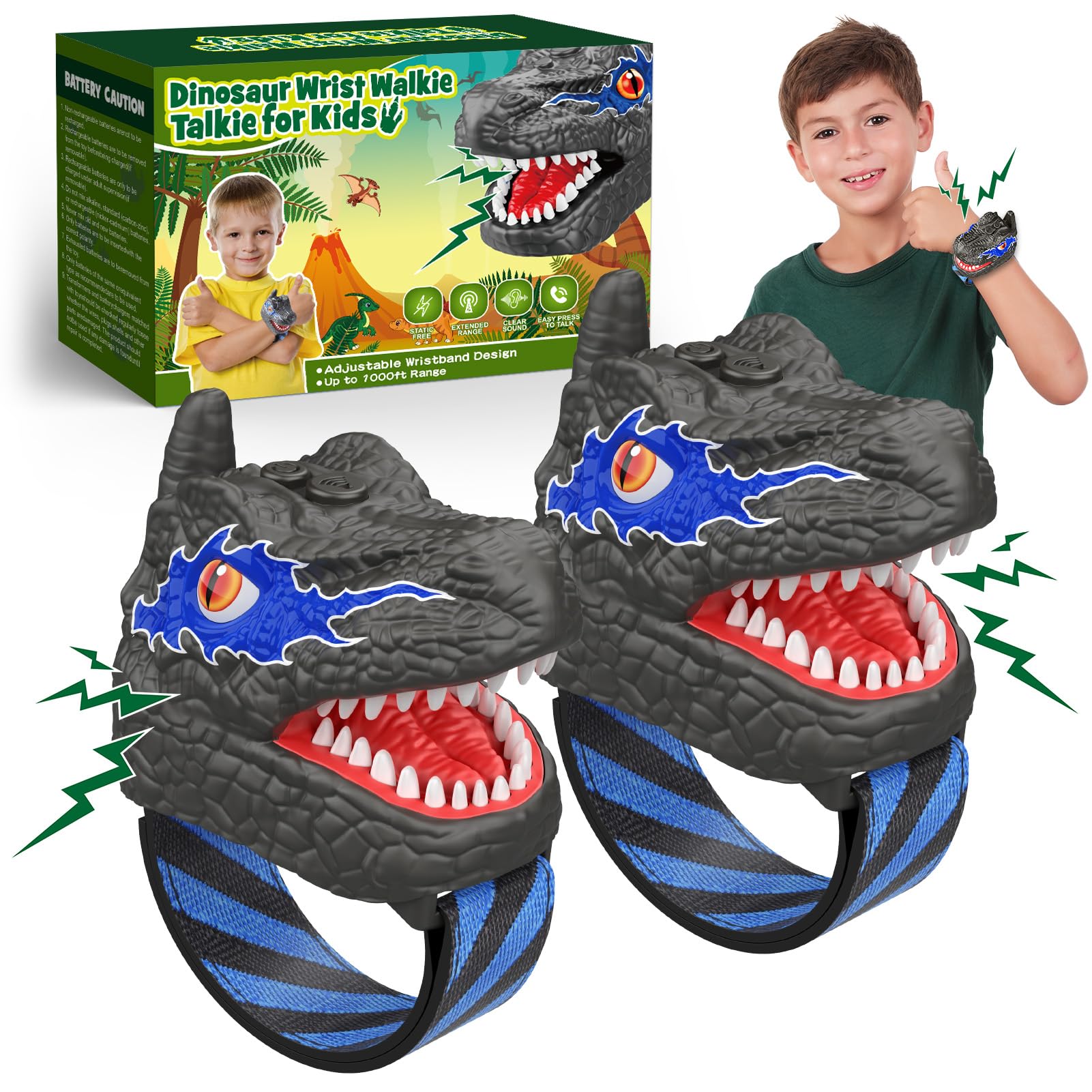EUCOCO Walkie-Talkie Bambini, Dinosauri per Bambini Gioco Bambino 3 4 5 6 7 8 9 10 Anni Maschio Regalo Bimbo 3-12 Anni Walkie Talkie Giochi Bambini 3-12 Anni Dinosauro Giocattolo Giocattoli Bambino