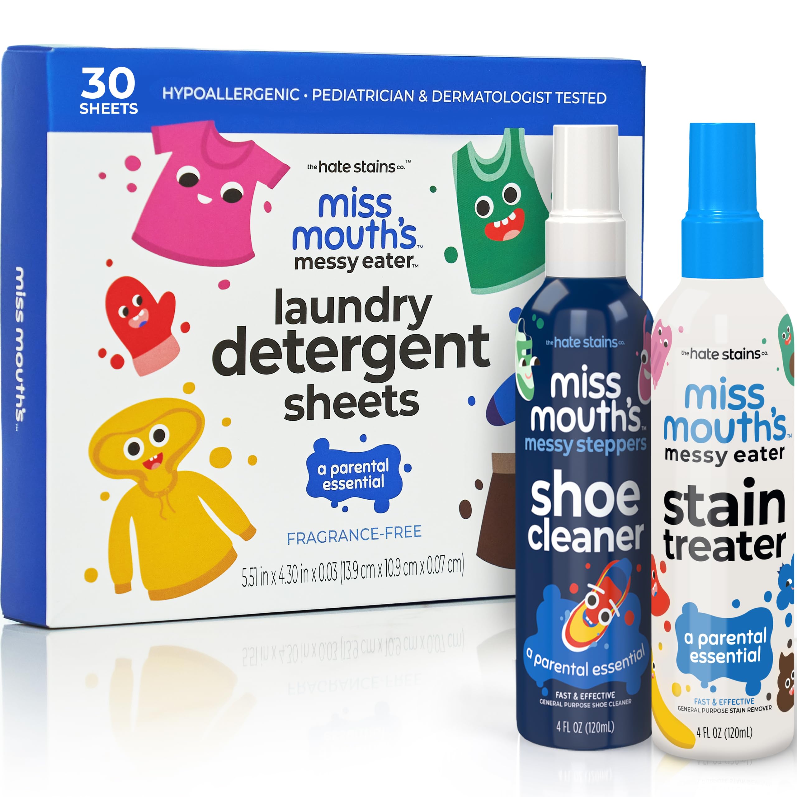 Miss Mouth'sMessy Eater Stain Treater Spray - 4oz Stain Remover - 4oz Messy Stepper - Laundry Detergent Sheets