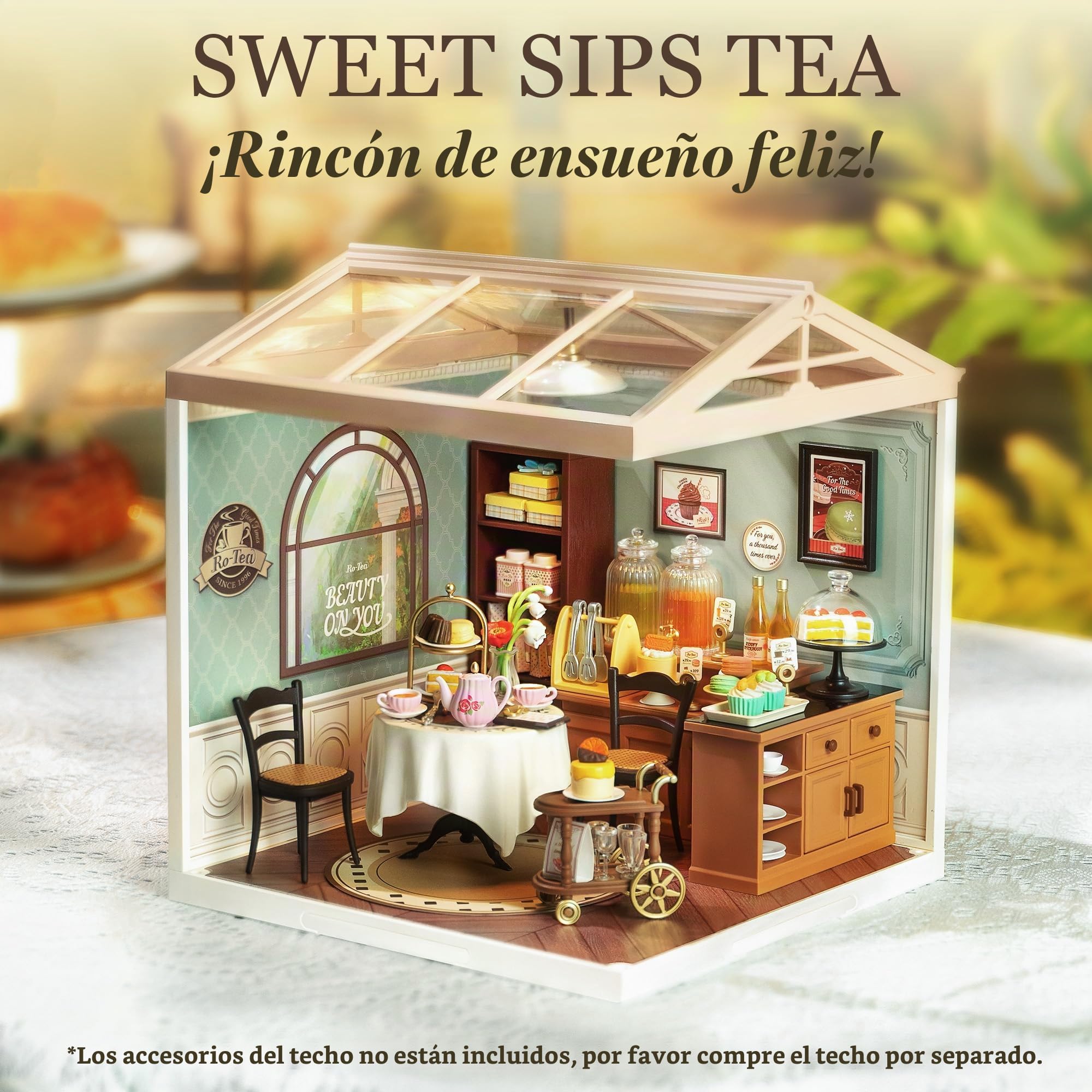 Rolife Casa de Muñecas DIY Super Mundo Serie Casas en Miniatura Kits Maquetas con Accesorios Aficiones de Las Mujeres Regalo de Cumpleaños para Adultos (Sweet Sips Tea)