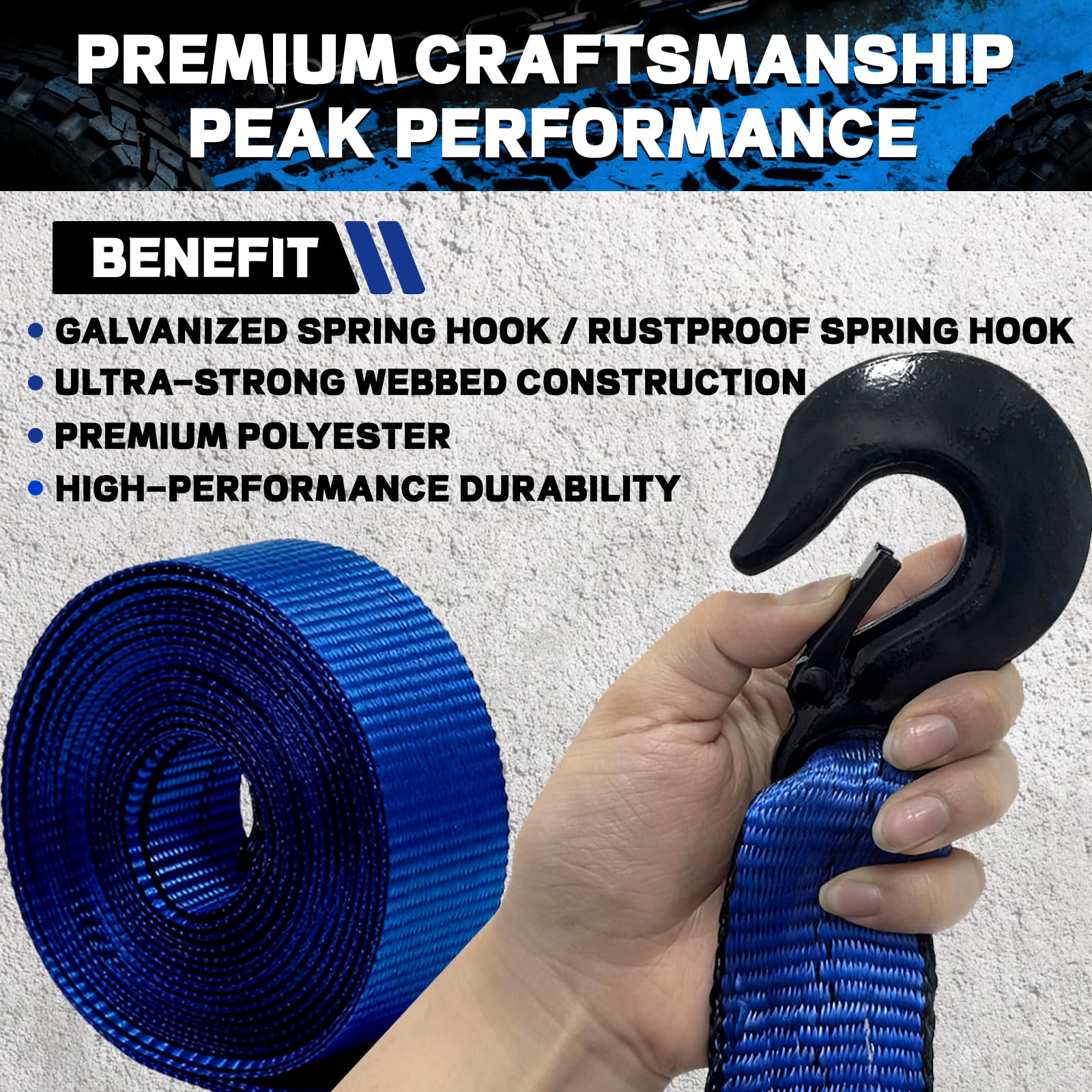 Boat Winch Strap with Hook (2" x 20ft) - 18,000lb Break Strength, Heavy Duty Replacement Trailer Winch Strap with Safety Hook - Fits Pontoon, Fishing Boat, Powerboat & Jet Ski Trailers. - 5