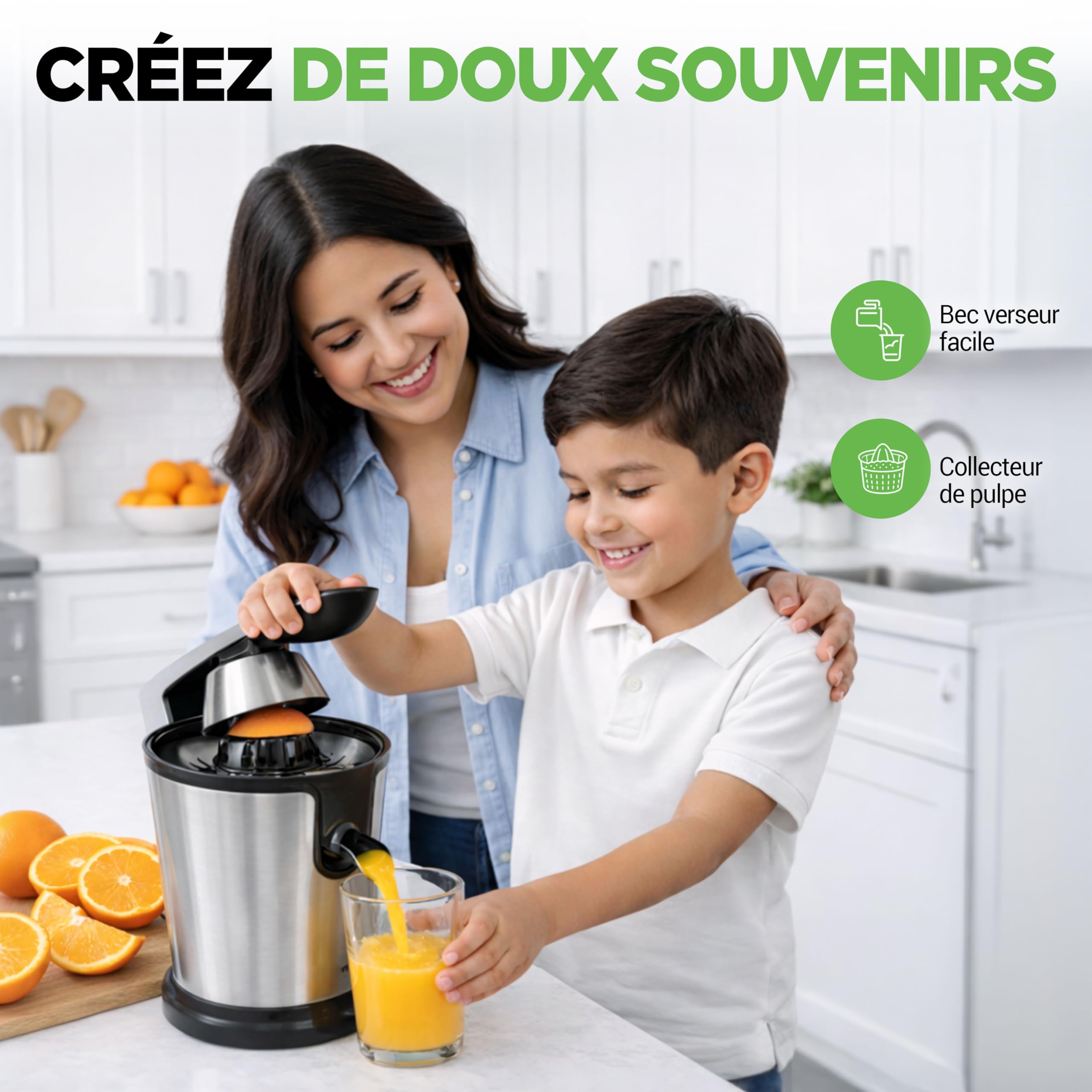 NutriChef Presse-Agrumes Électrique en Acier Inoxydable – Presse-Jus 160W, Presse-Agrumes & Machine à Jus – Facile à Nettoyer – Inclut Poignée & Cône pour Extraction Maximale de Jus