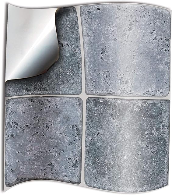 24pc Grey Kitchen Tile STICKERS Transfers 15x15 cm 6x6 inches Tiles Bathroom Printed in 2d Grey Vinyl Wall Tile Transfers Decals waterproof tile sticker grey
