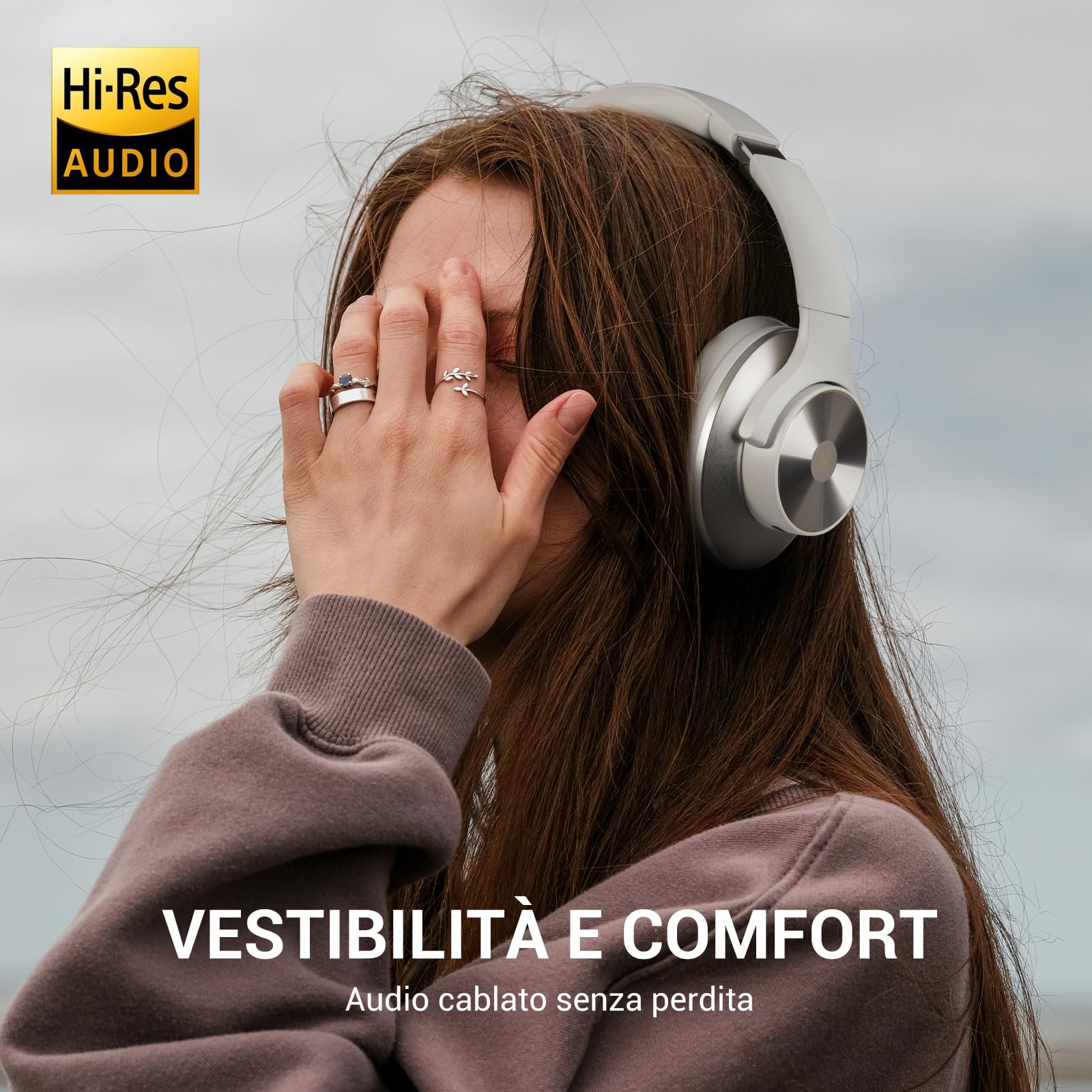 OneOdio A10 Cuffie Bluetooth Over Ear Cuffie Wireless Bluetooth con Cancellazione Attiva Rumore Adattiva fino al 98%,Ttecnologia ANC Ibrida,Riproduzione 62 Ore,Comodo da indossare Grigio Arg