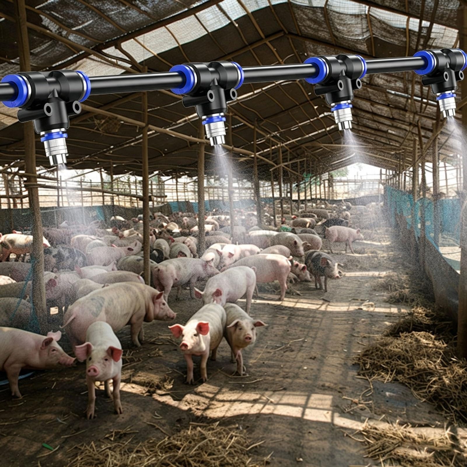 Sistema de Riego por Goteo Granjas Kit de Nebulización para Refrigeración | Sistema de Riego por Nebulización, Kits de Aspersores para El Riego de Plantas en Invernaderos(46ft/14.0m)