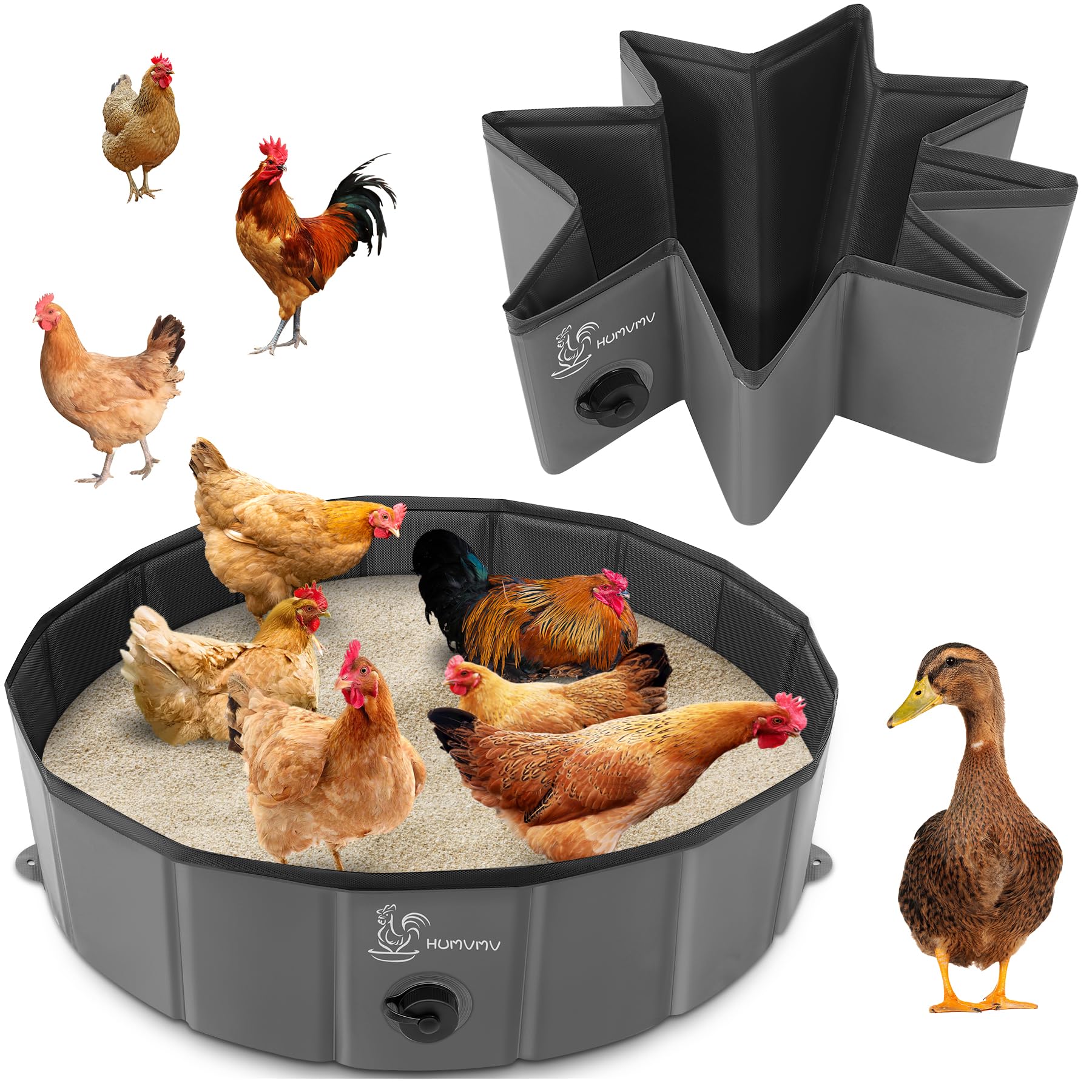 HUMVMV 32' x 8' Foldable Chicken Dust Bath Tub