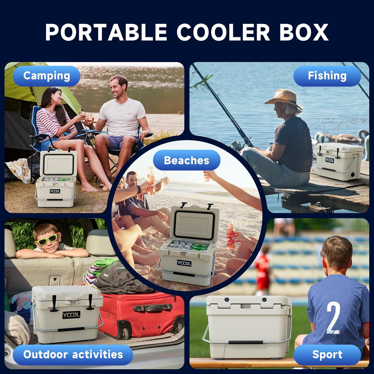 27 Quart Large Capacity Insulated Cooler - 72+ Hours Long-Lasting Insulation - Built-in Bottle Opener - Essential for Outdoor, Camping, Fishing, Sports, Barbecue, Beach