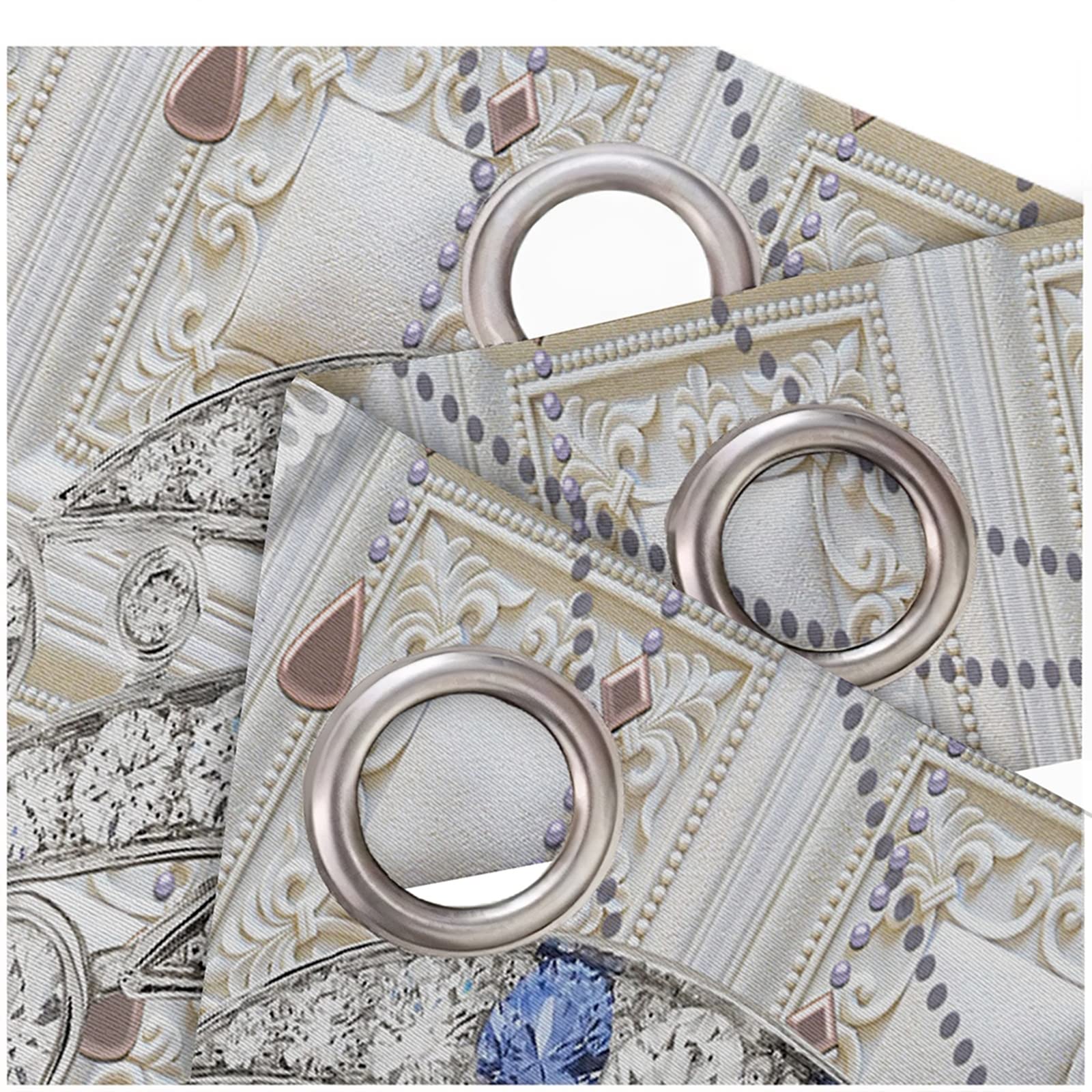 AMDXD Rideau Baie Vitrée Beige, Rideau Occultant Diamant Gemme Fleur Plaid Couture Rideau Polyester 264x115cm