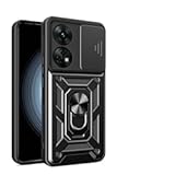 Compatible with Oppo Reno 10 5G Bracket Shell,Compatible with Oppo Reno 10 Pro 5G,with Slide Camera Lens Cover Compatible with Oppo Reno10 5G CPH2531 / Reno10 Pro 5G CPH2525 Case Black