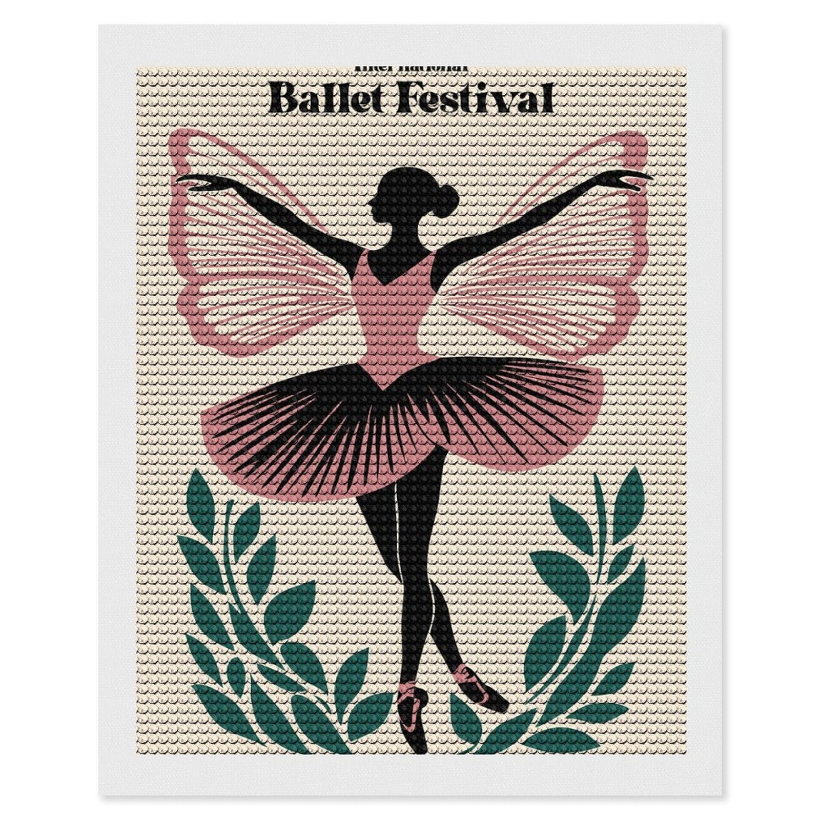 Junmoney International Ballet Festival DIY Diamond Art Canvas Kit 16"x20", Decorate Your Room, Sparkling Round Gems, Fun Craft Experience, Farmhouse Decor