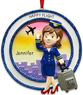 Personalized Flight Attendant Ornaments 2025 - Work Christmas Ornaments for Employees New Job Co Worker Christmas My First Ornament for Coworkers by Elves