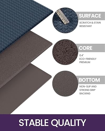 Miniatura 9 de DEXI Alfombra de cocina anti-fatiga, antideslizante, acolchada, cómoda, de pie, impermeable y a prueba de aceite, fácil de limpiar, 17 x 79