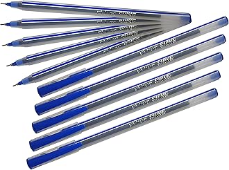 ELKOS BLUE Ballpoint Pens, 0.7mm Fine Point, Pack of 10, Shine DF Ball Pens, Smooth Writing, School Office Home Everyday Pens, ZOFAX Black Ball Pen