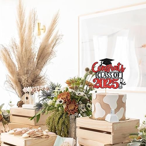 Miniatura 4 de Rsstarxi 1 paquete de decoración para tartas de la clase de 2024 con purpurina de felicitaciones clase de 2024, tapa de graduación, diploma,