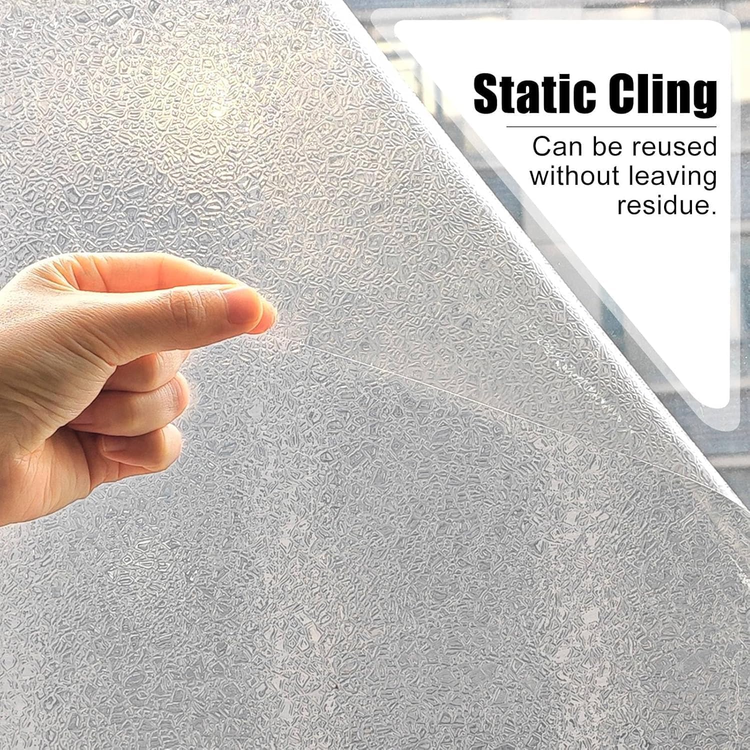 Window Privacy Film, Ripple Decorative Static Cling Glass Sticker No Glue Removable Window Tint with Installation Tools, Anti-UV Front Door Glass Covering for Home, 35.4" x 78.7"