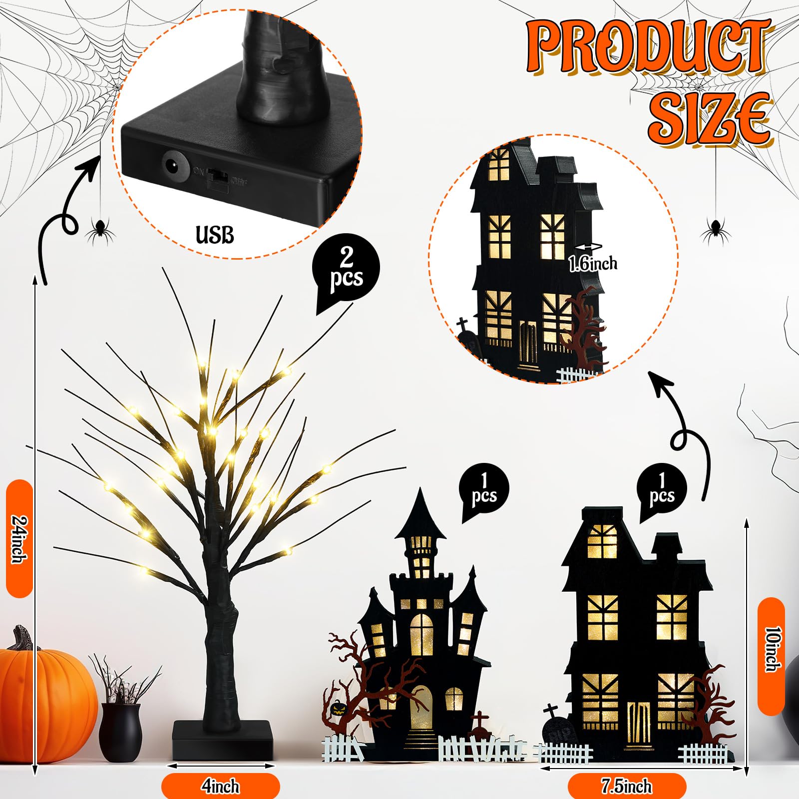 Amazon.com: Cinnvoice 4 Pcs Halloween Table Decorations Indoor, 2