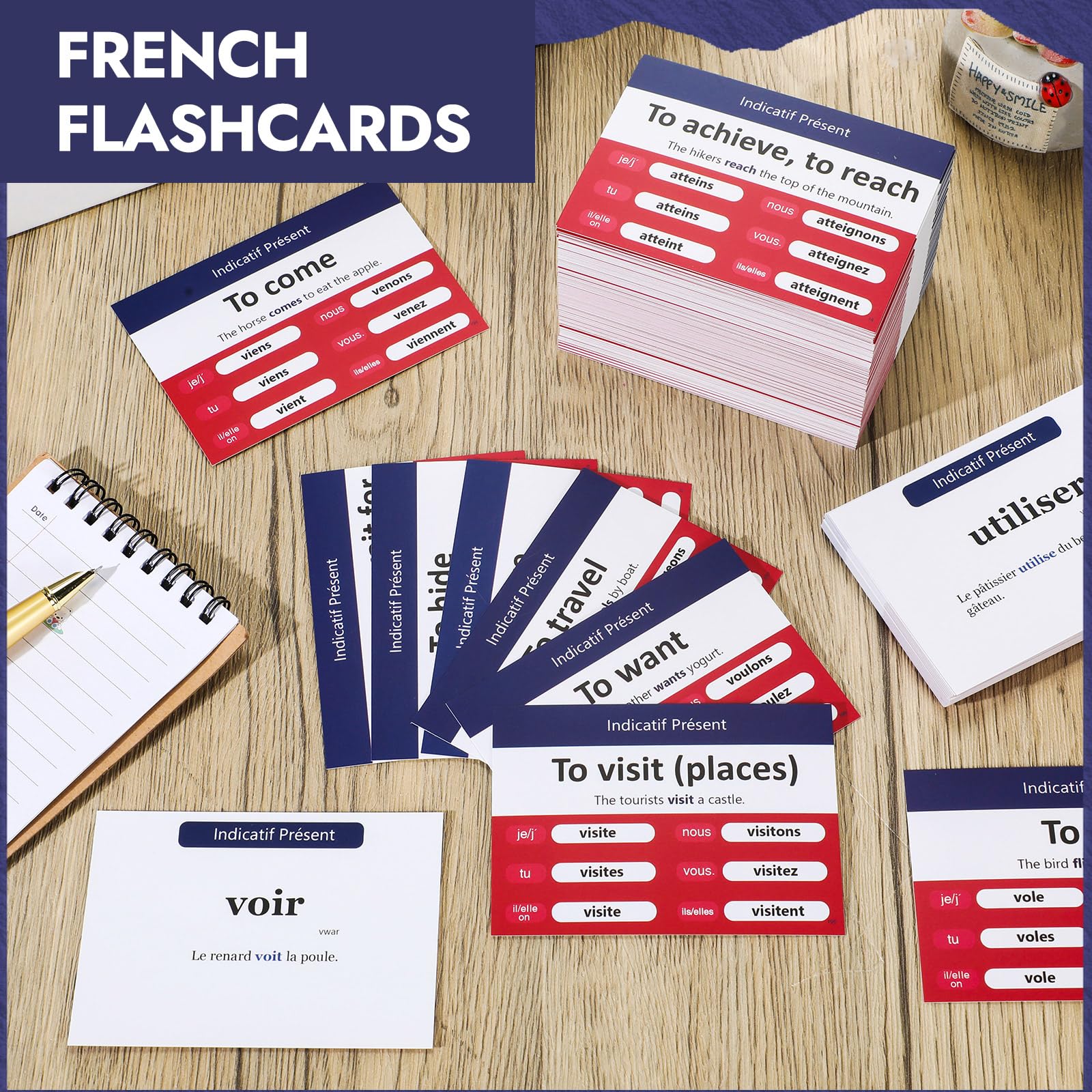 Amazon.com: Resurhang 200 Pcs French Flashcards French Verb
