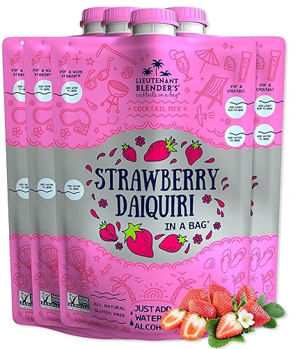Lt. Blender 's Strawberry Daiquiri in a Bag Mezcla de fresa Daiquiri Cada bolsa hace 12 galón Sin OMG No necesita máquina Daiquiri Haz un